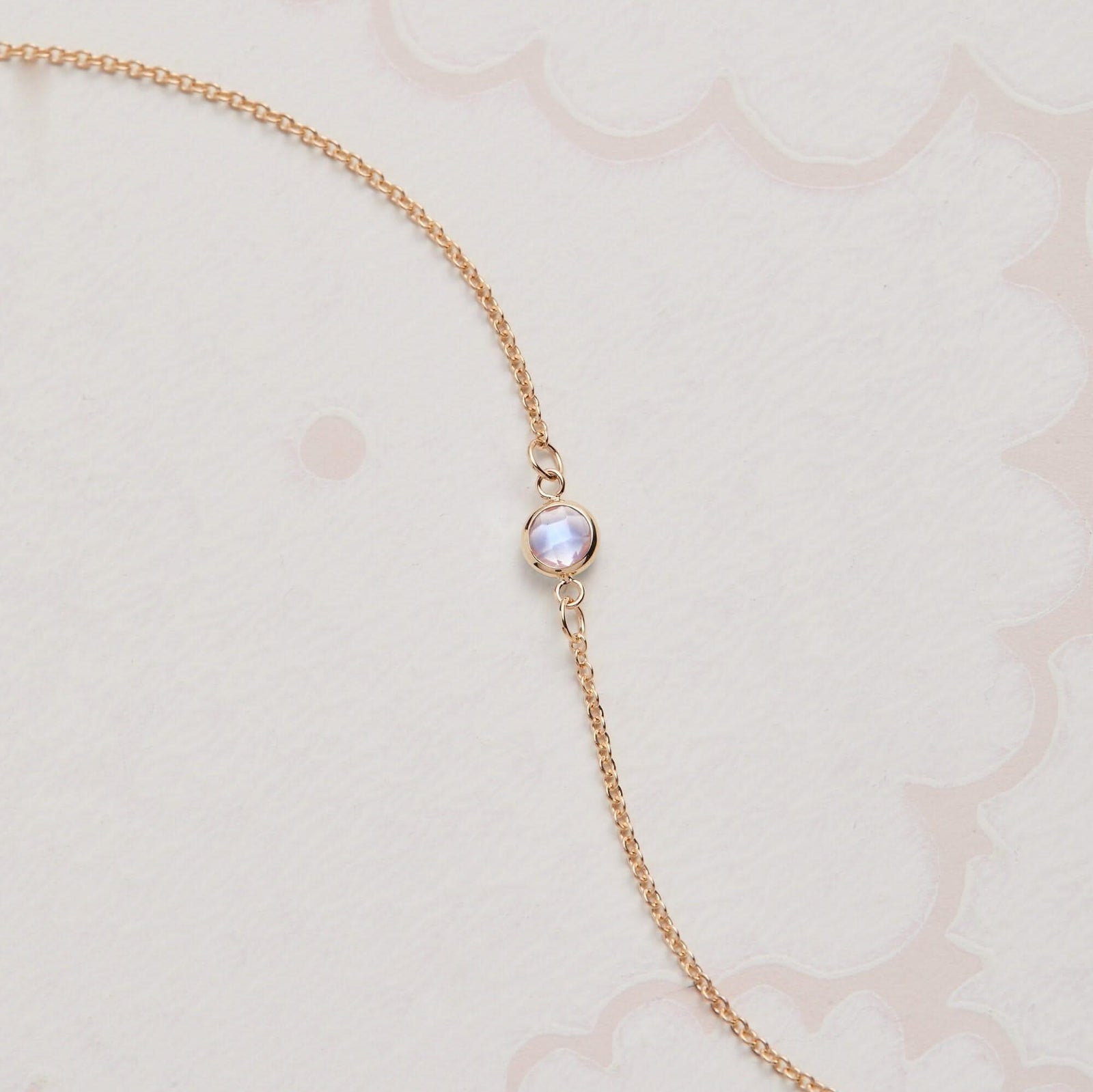 Petite 1 Moonstone Necklace in 14k Gold (June)