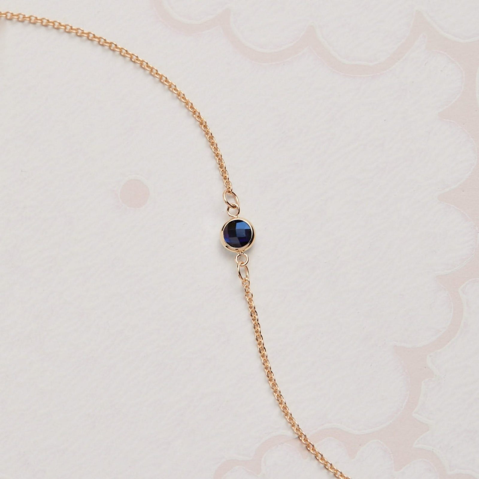 Petite 1 Sapphire Necklace in 14k Gold (September)