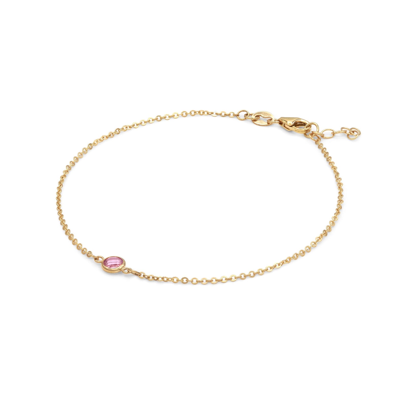 Petite 1 Pink Sapphire Bracelet in 14k Gold (October)