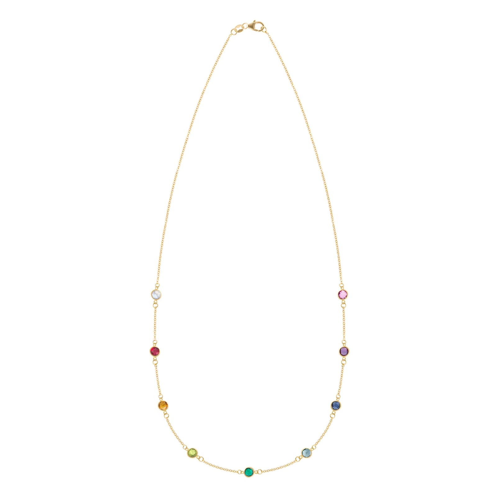 Rainbow 9 Stone Necklace in 14k Gold
