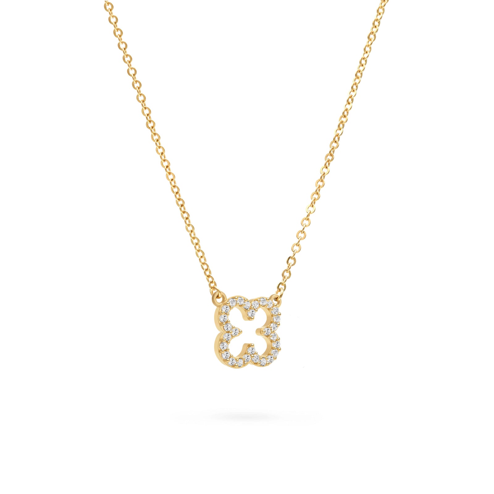Diamond Clover Necklace in 14k Gold