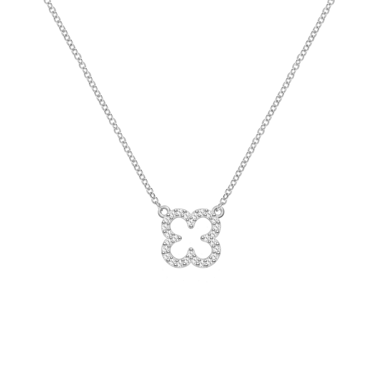 Diamond Clover Necklace in 14k Gold