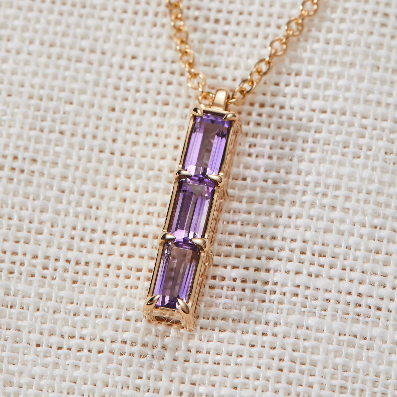 Providence 3 Amethyst Pendant in 14k Gold (February)