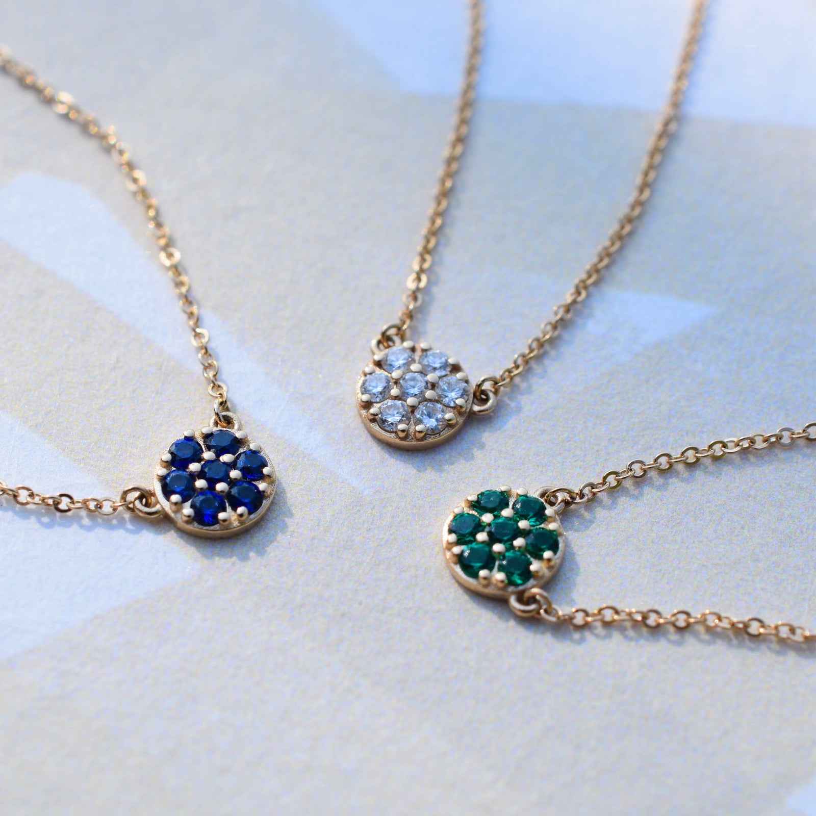 Rosecliff Sapphire Mini Necklace in Solid 14k Gold (September)