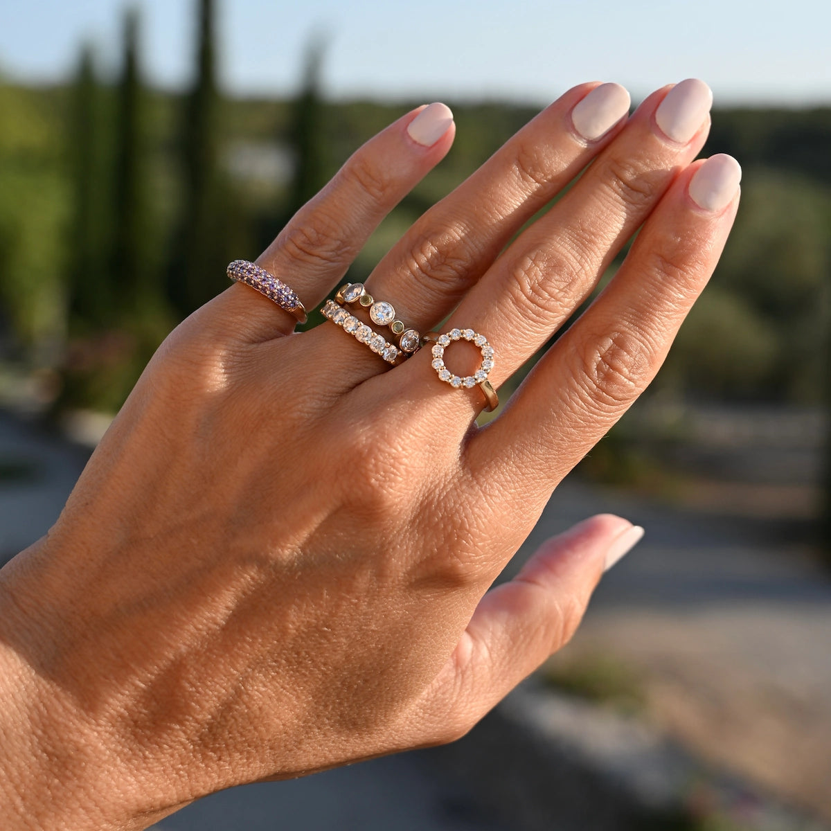 Adelaide Pavé Lavender Sapphire Ring in 14k Gold (February)