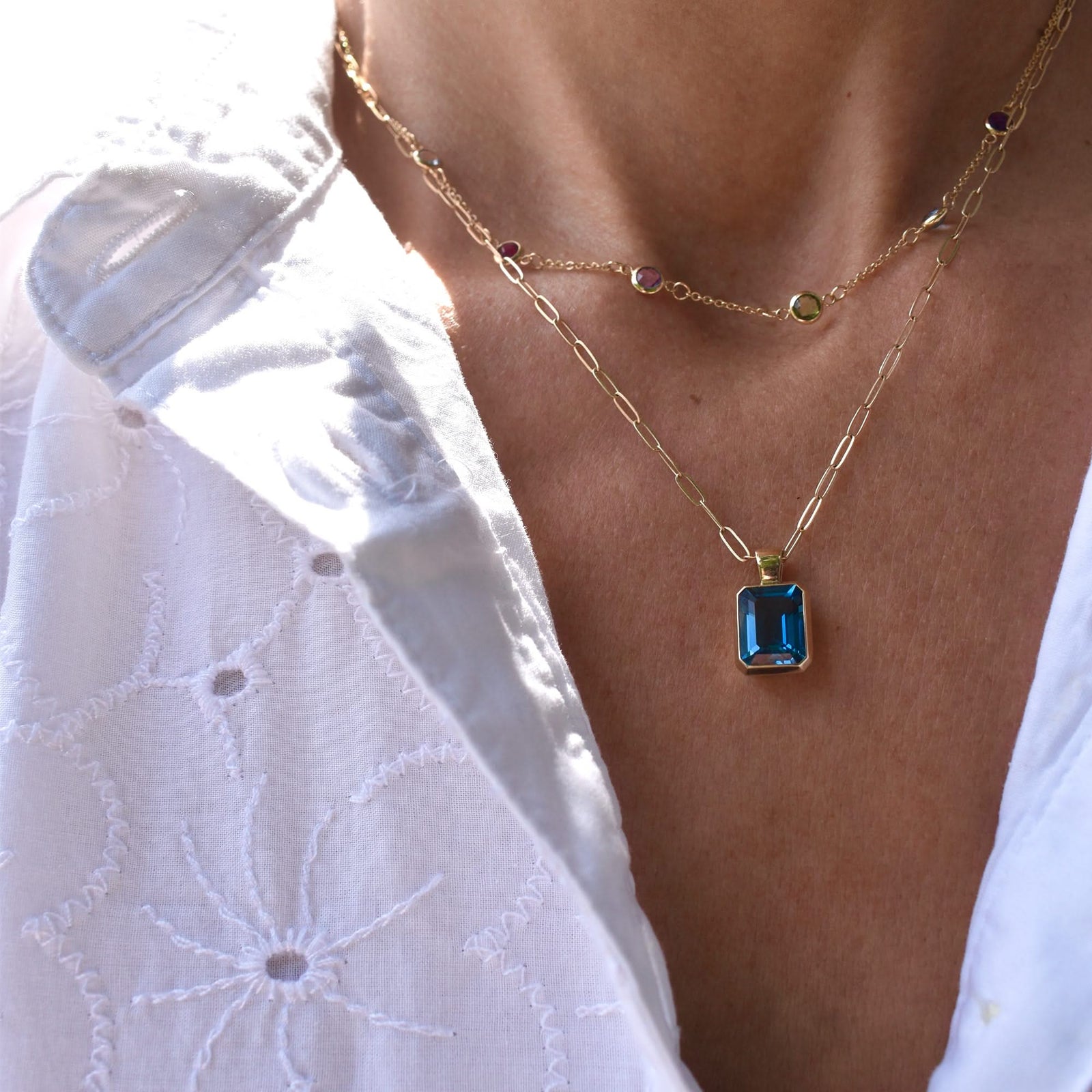 Petite 6 Birthstone Necklace in 14k Gold