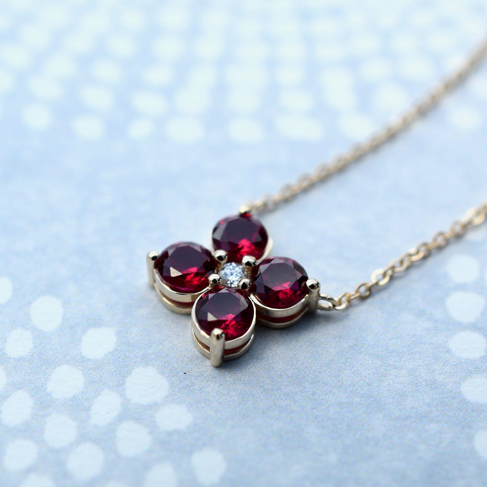 The Vault: Greenwich 4 Ruby & Diamond Necklace, White Gold Size Medium