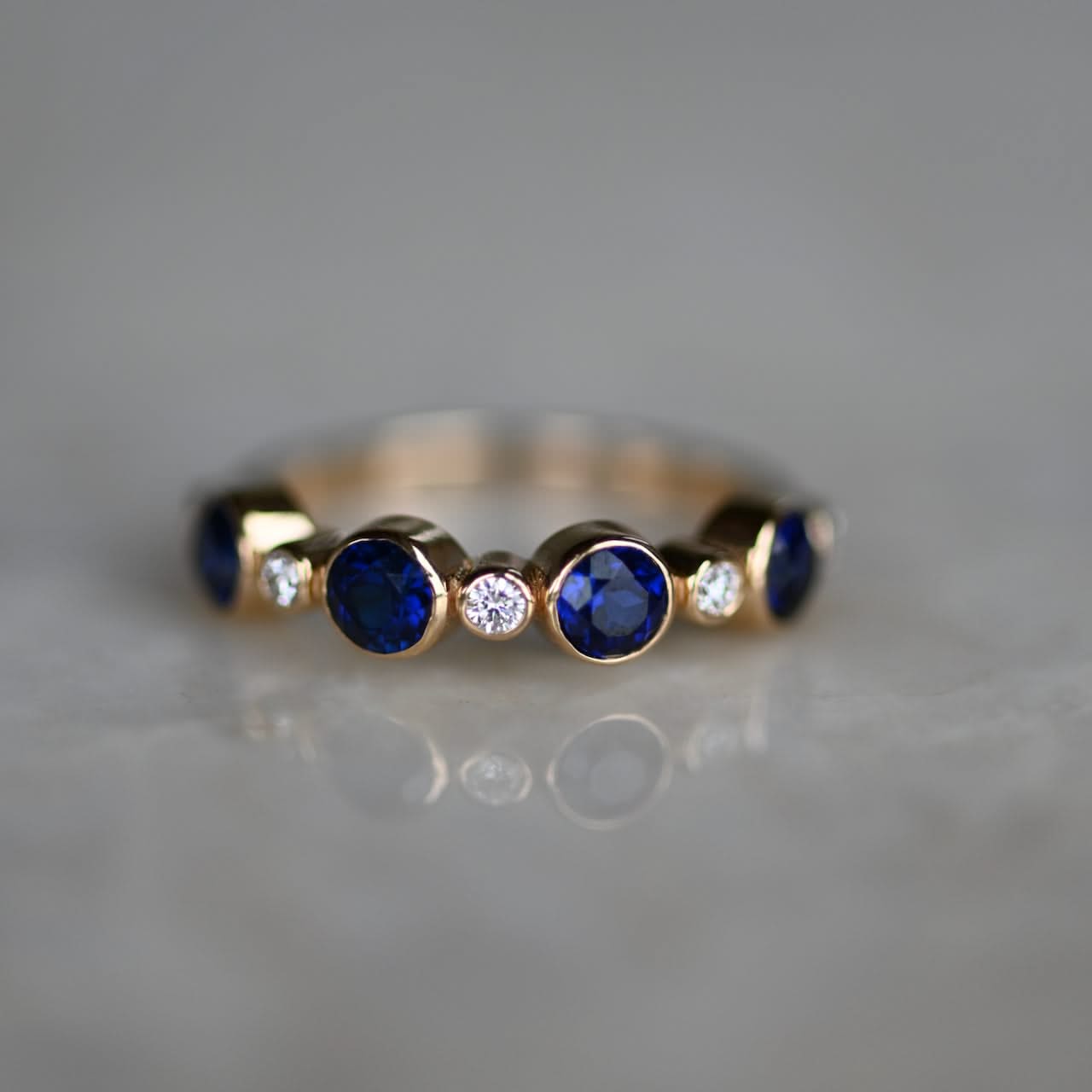 Barrington Sapphire Band Ring with Diamonds in 14k Gold (September)