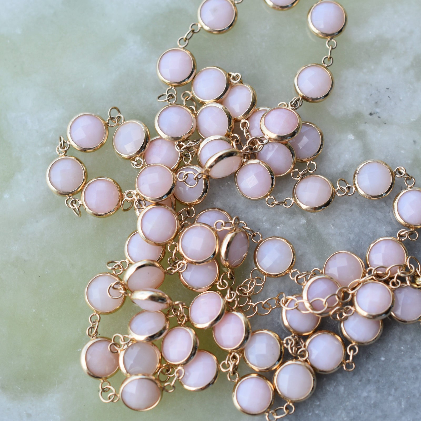 Newport Grand Pink Opal Necklace in 14k Gold (October)