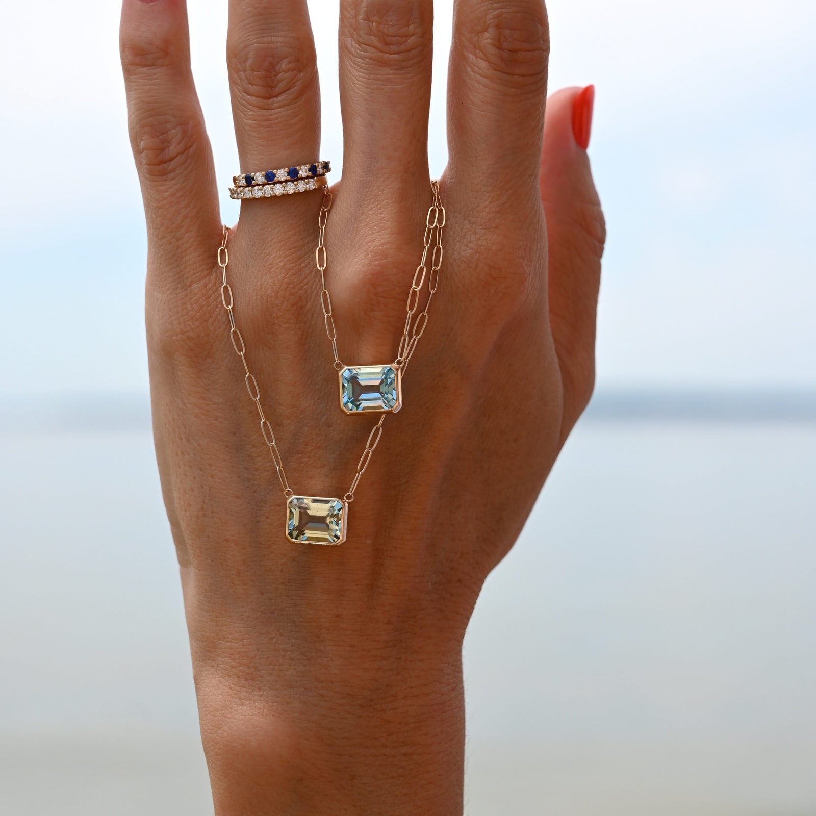 Warren Green Amethyst Necklace on Adelaide Mini Chain in 14k Gold (February)