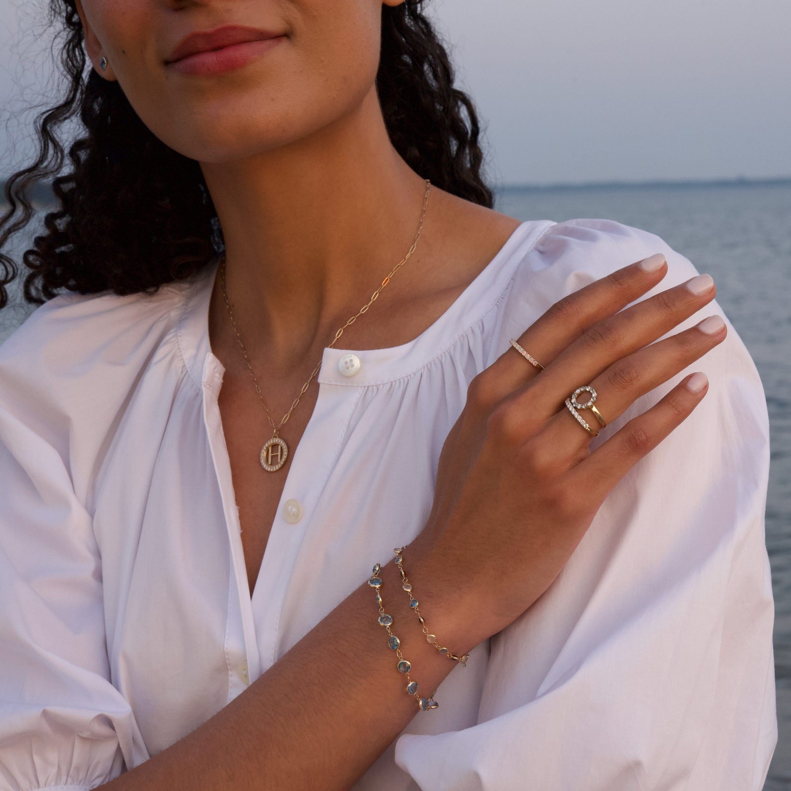 Letter & Diamond Pendant in 14k Gold (April)