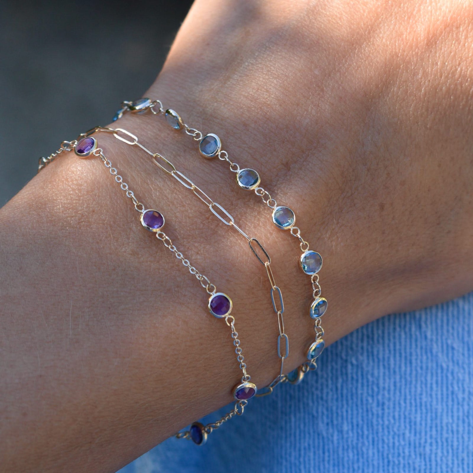 Bayberry 7 Amethyst Bracelet in 14k Gold (February)