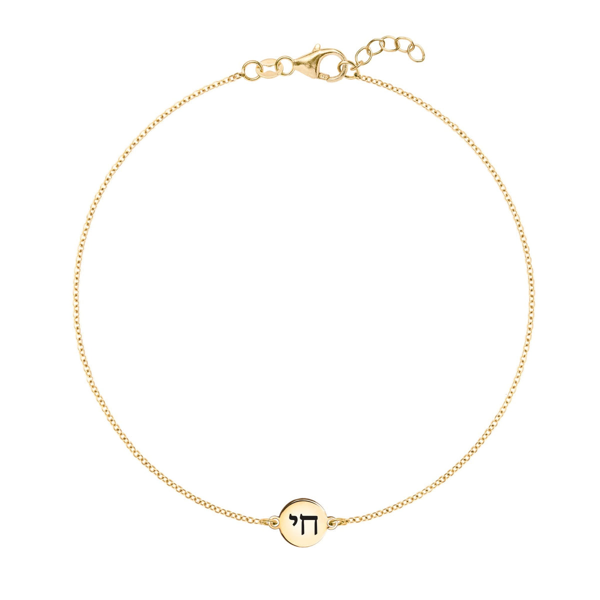 Chai Disc Bracelet in 14k Gold