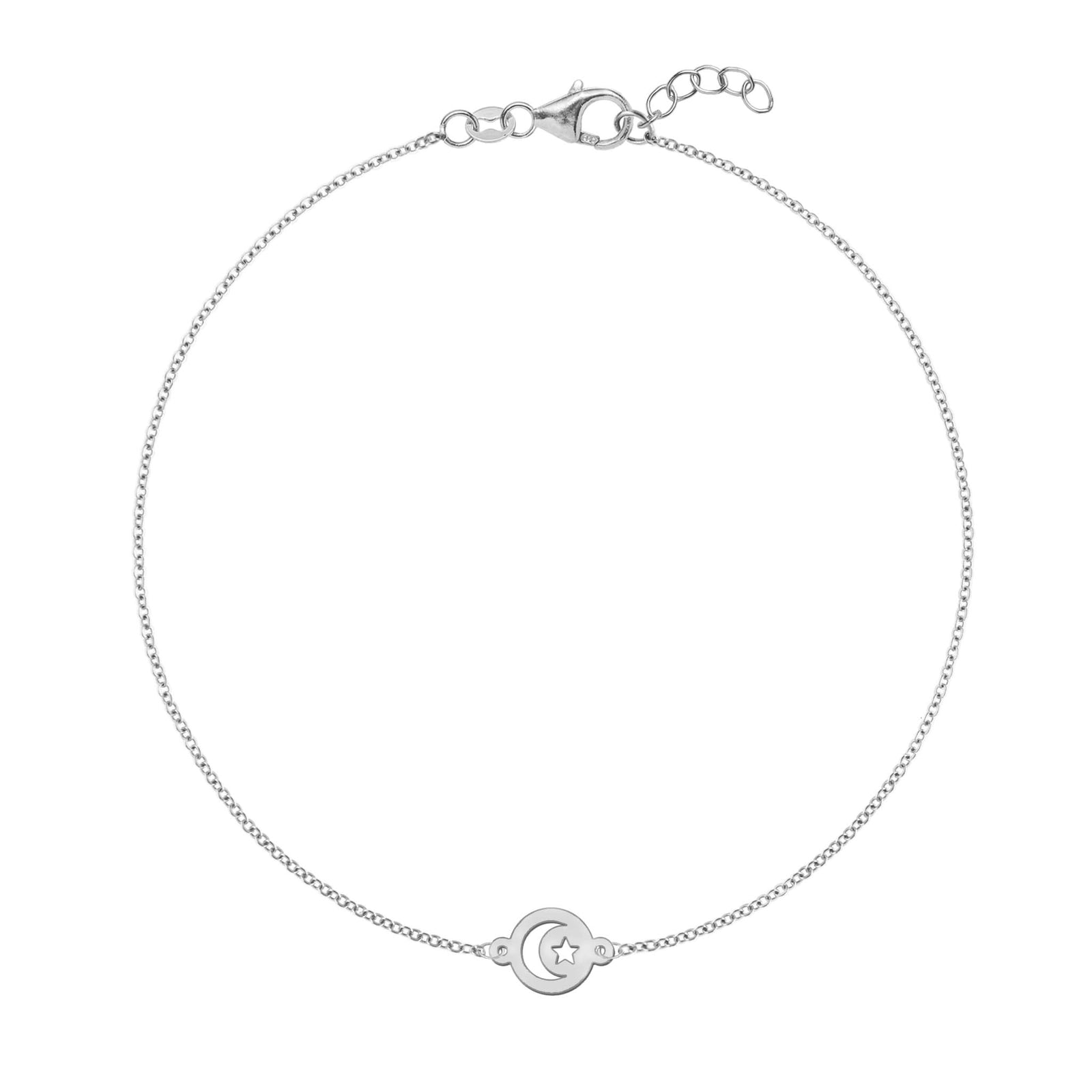 Crescent & Star Disc Bracelet in 14k Gold