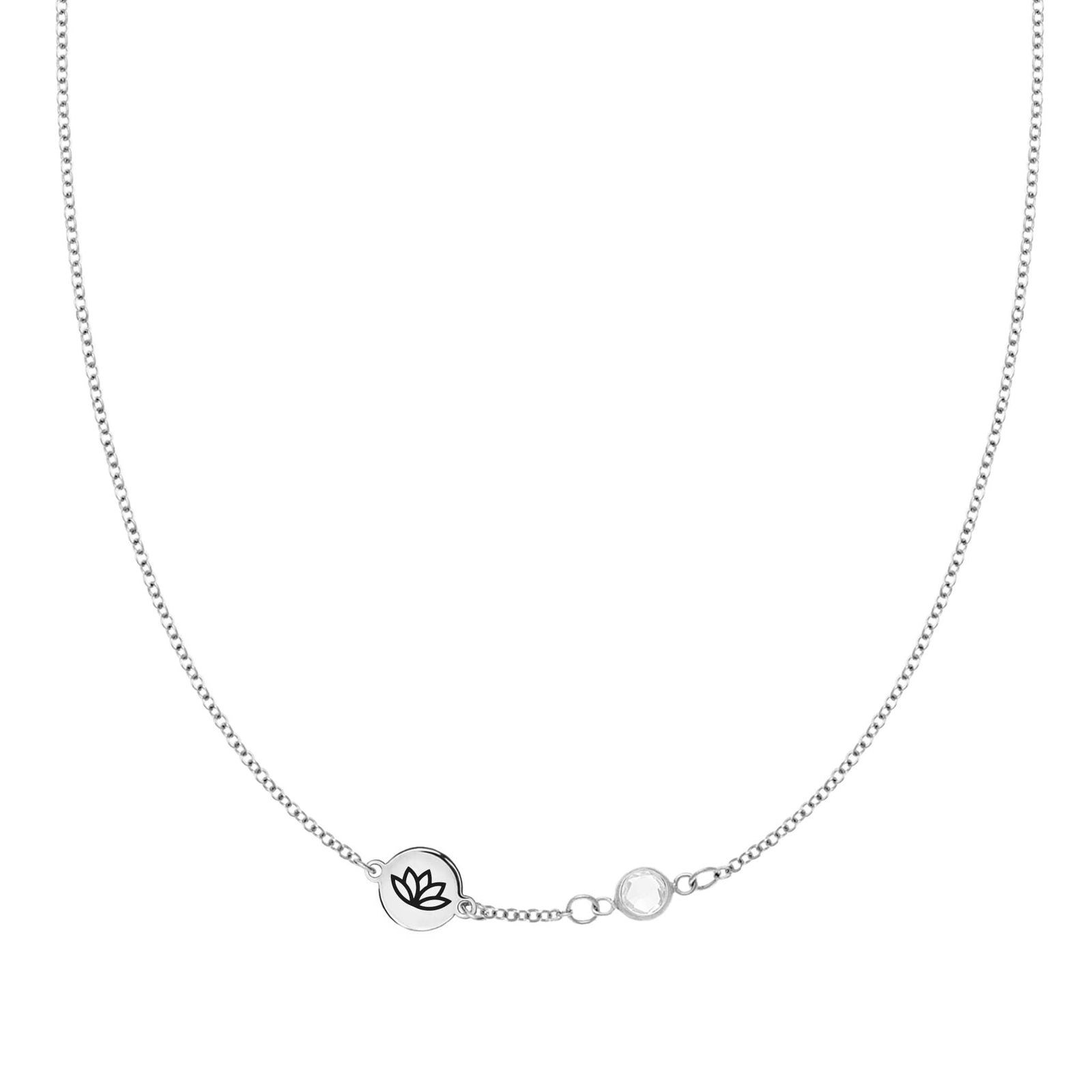Lotus Disc & Petite 1 Birthstone Necklace in 14k Gold