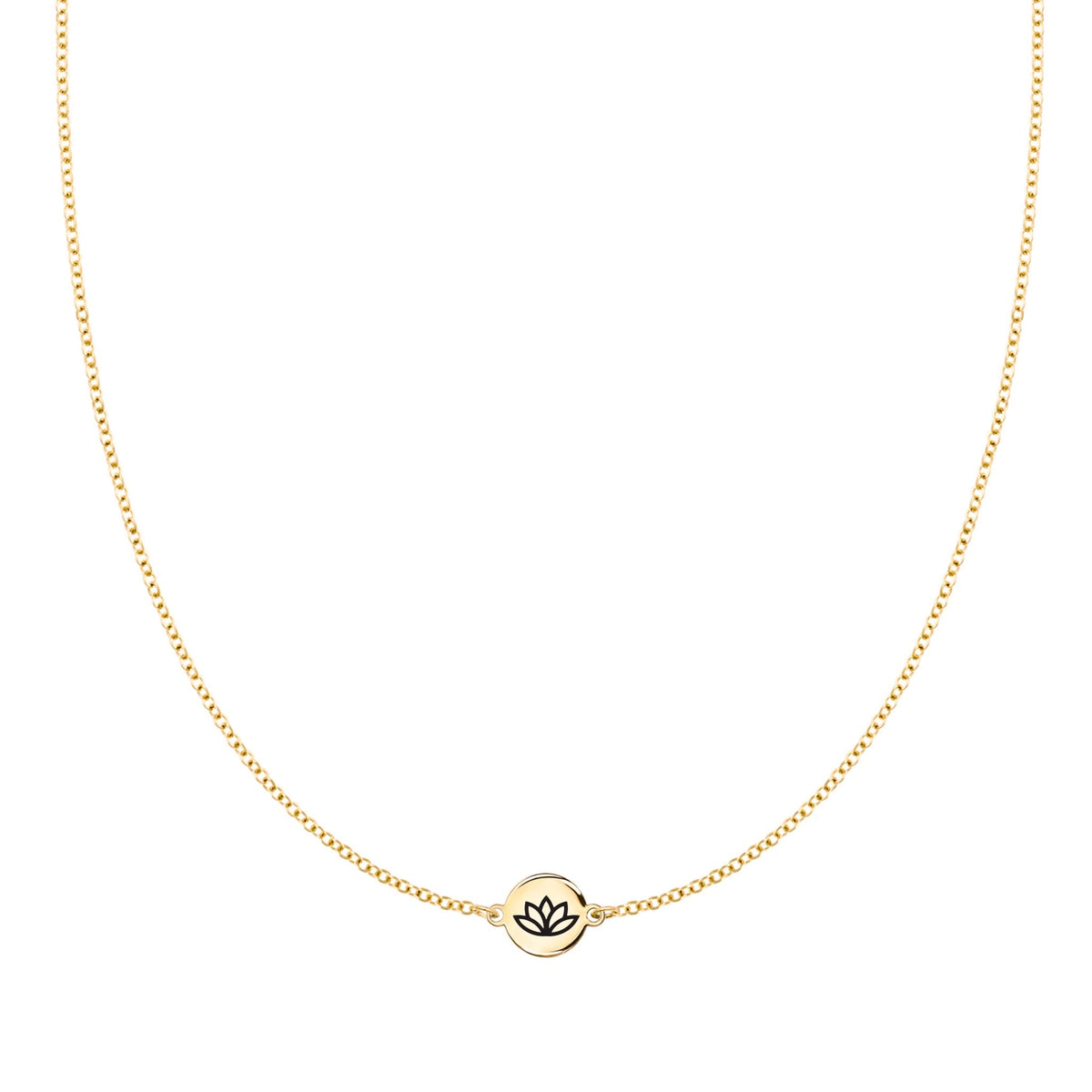 Lotus Disc Necklace in 14k Gold
