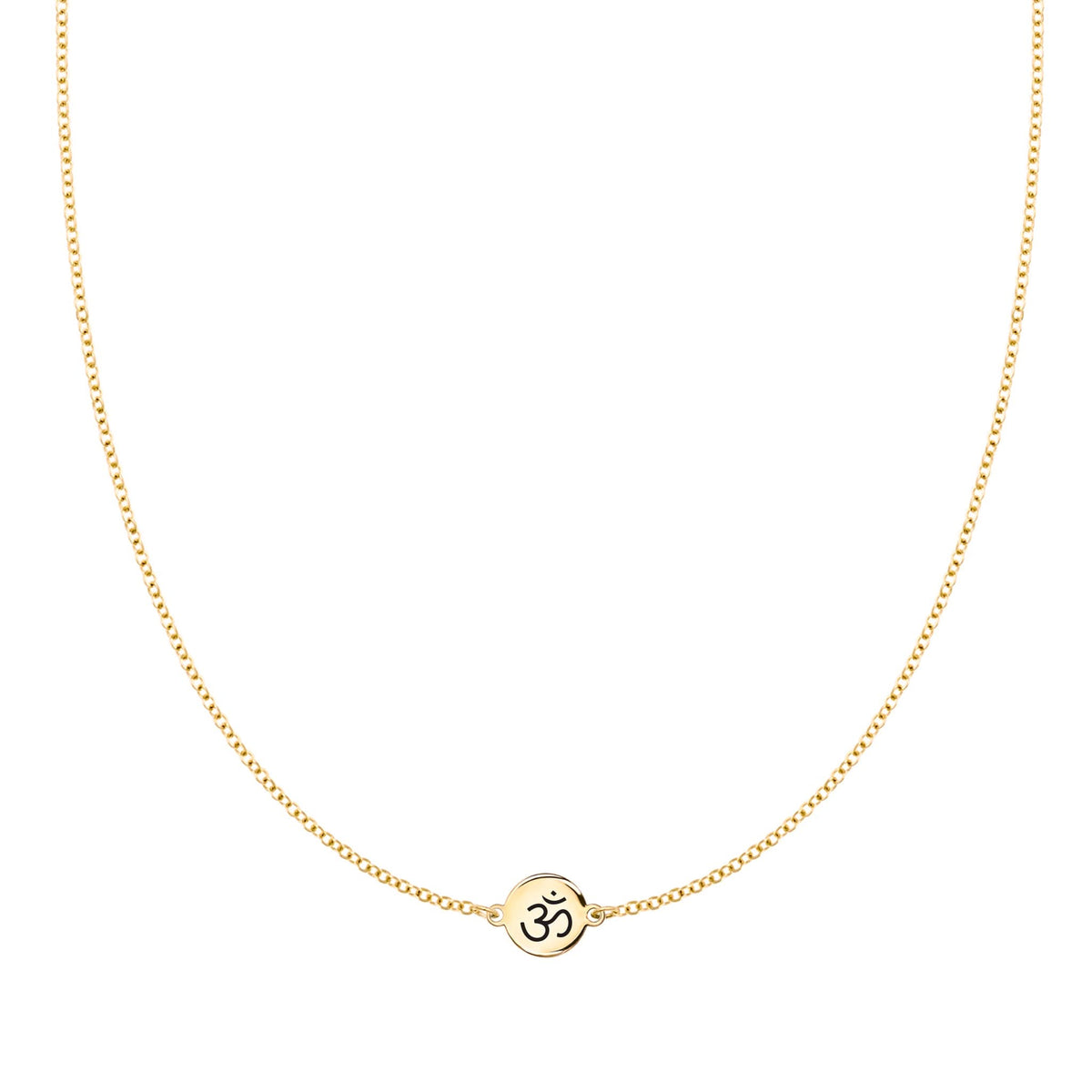 Ohm Disc Necklace in 14k Gold