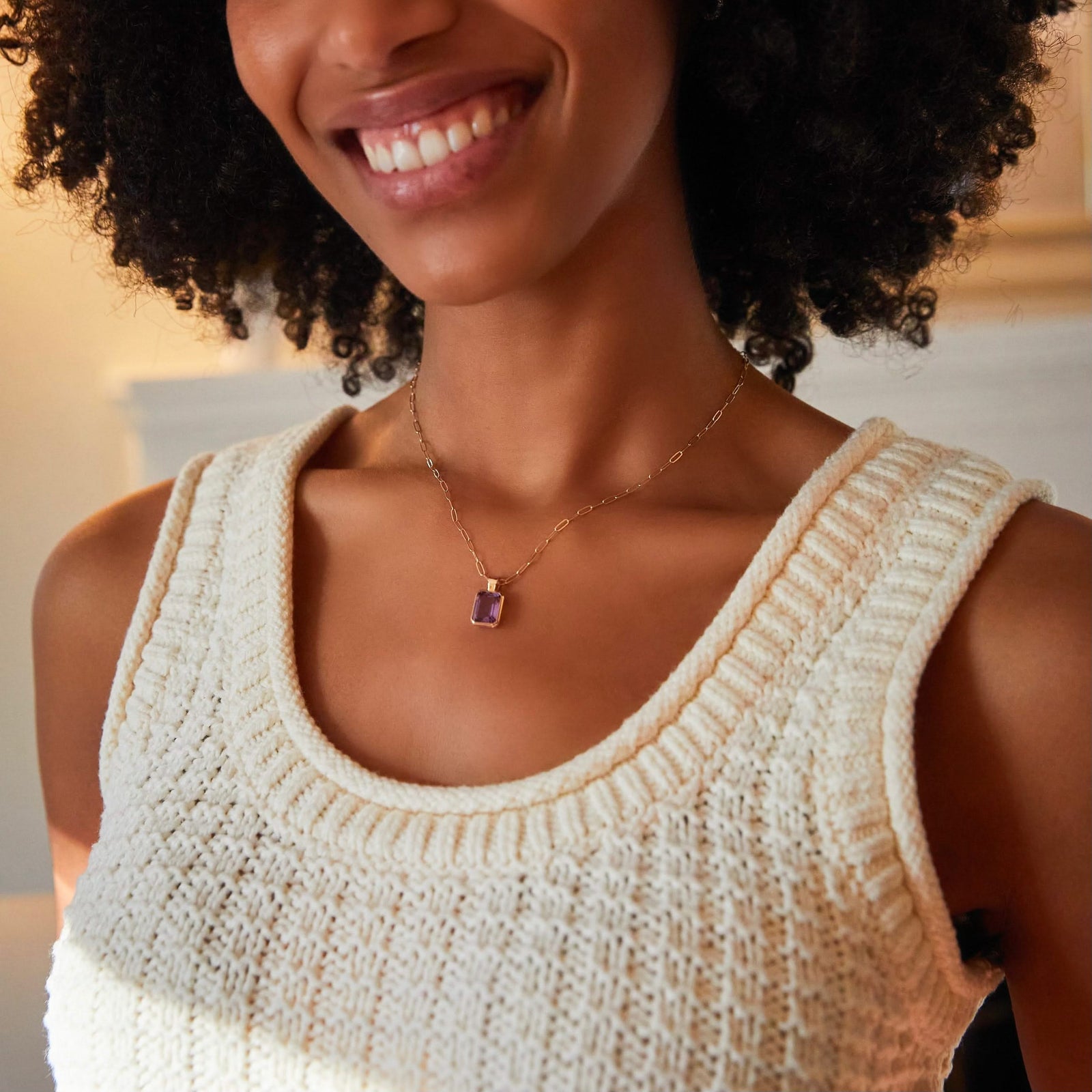 Warren Amethyst Pendant in 14k Gold (February)