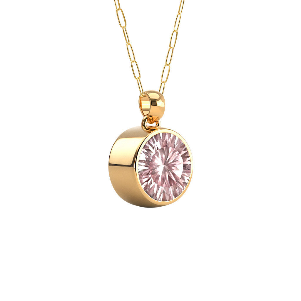 Jamestown Blush Sapphire Pendant in 14k Gold (October)