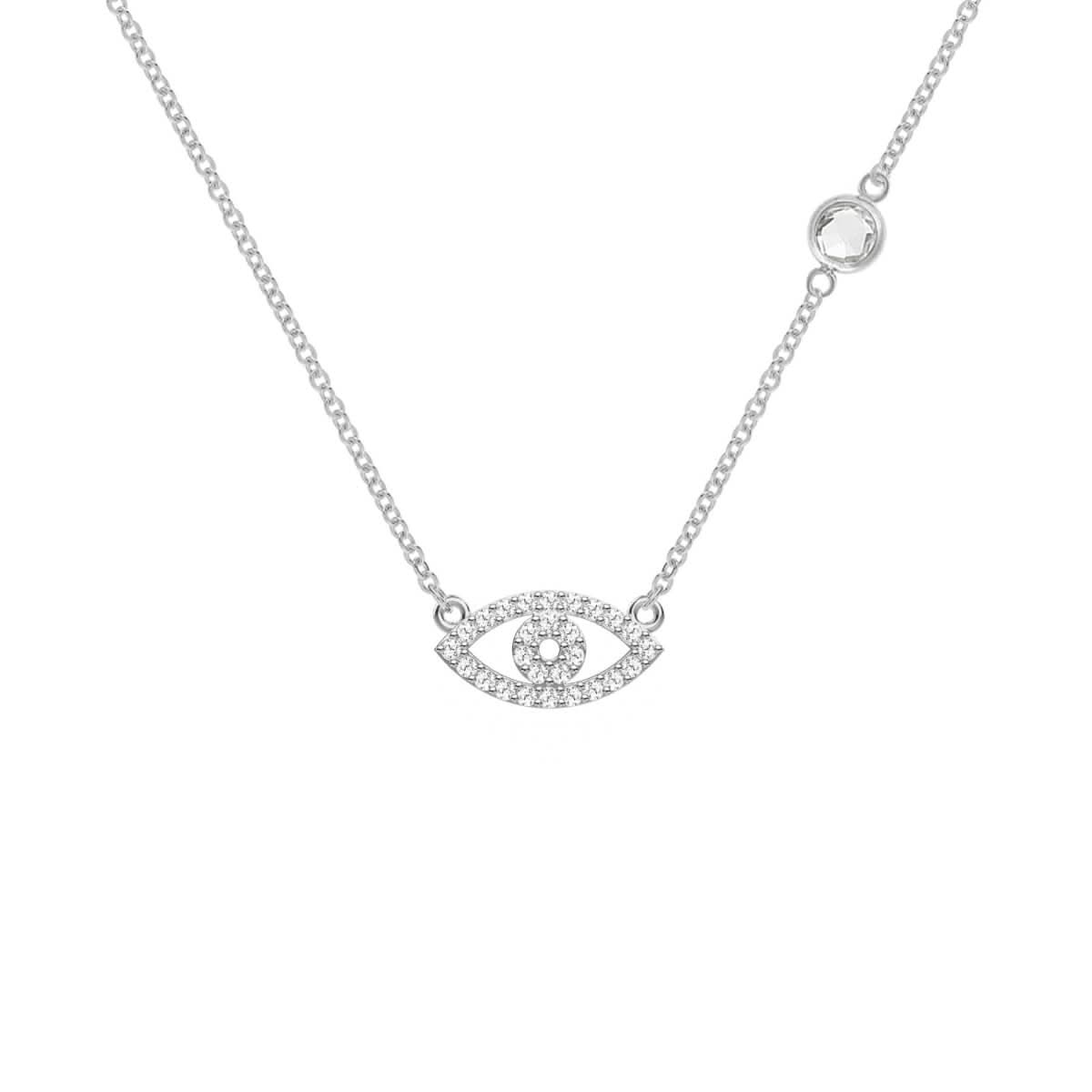 Diamond Evil Eye & Birthstone Necklace in 14k Gold