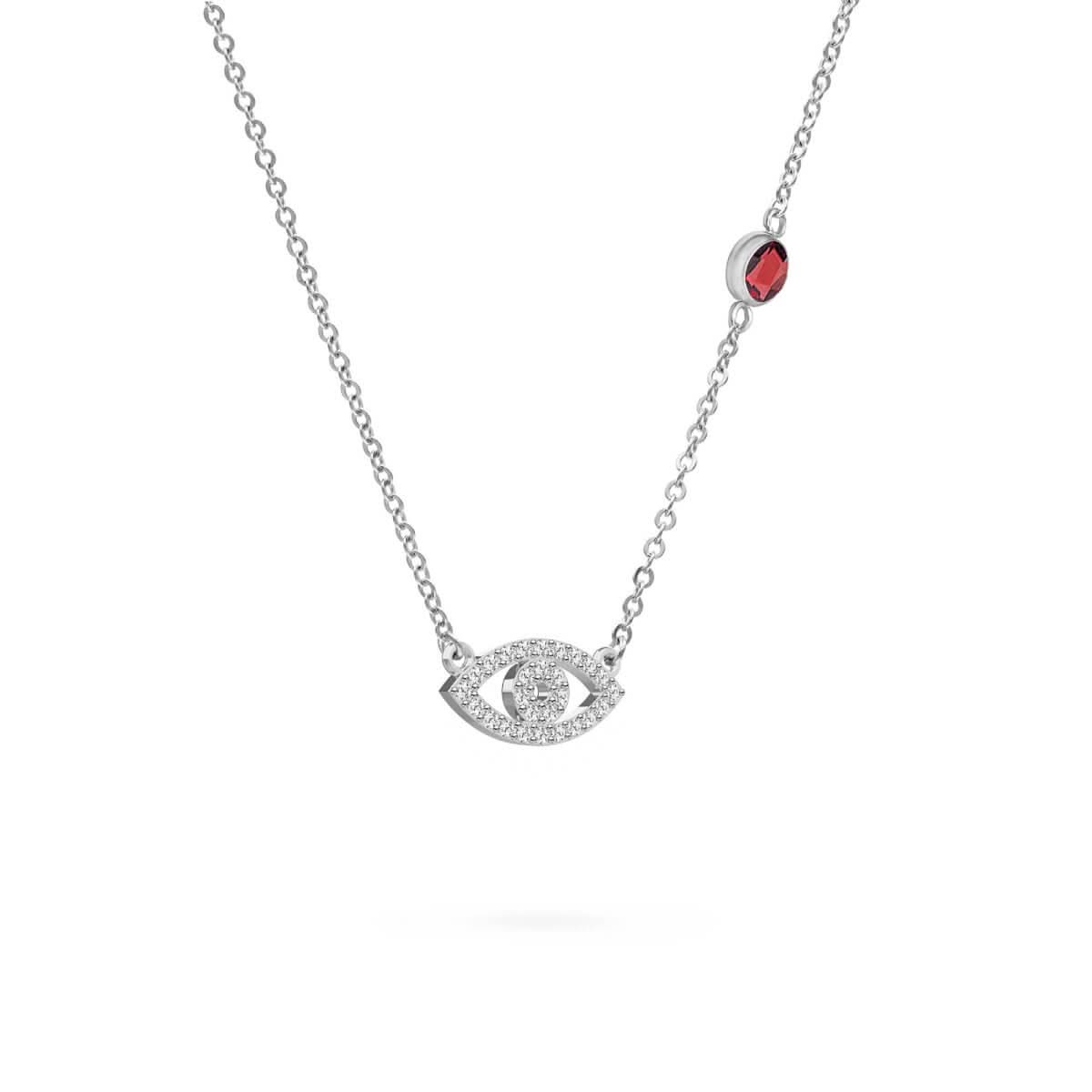 Diamond Evil Eye & Garnet Necklace in 14k Gold (January)