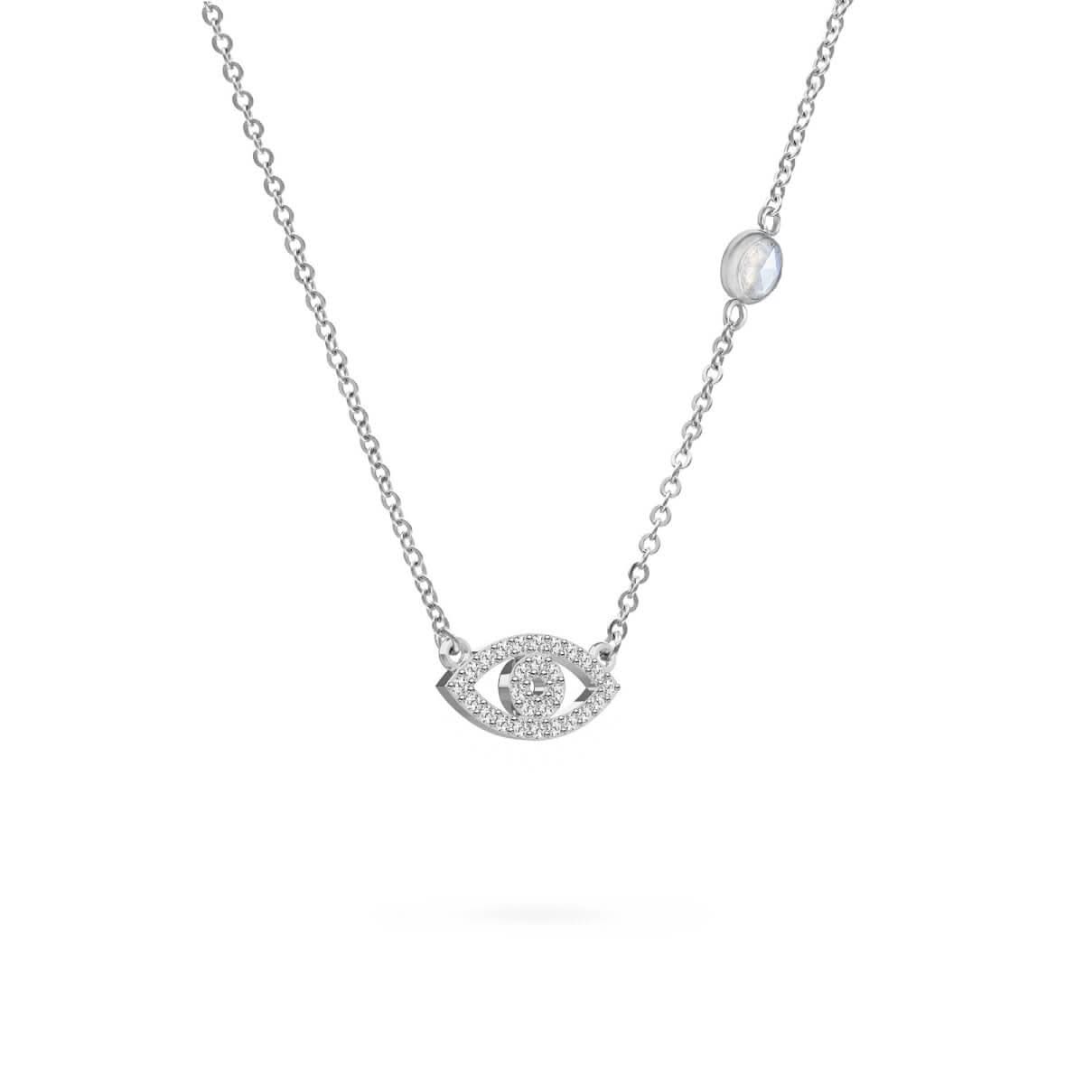 Diamond Evil Eye & Moonstone Necklace in 14k Gold (June)