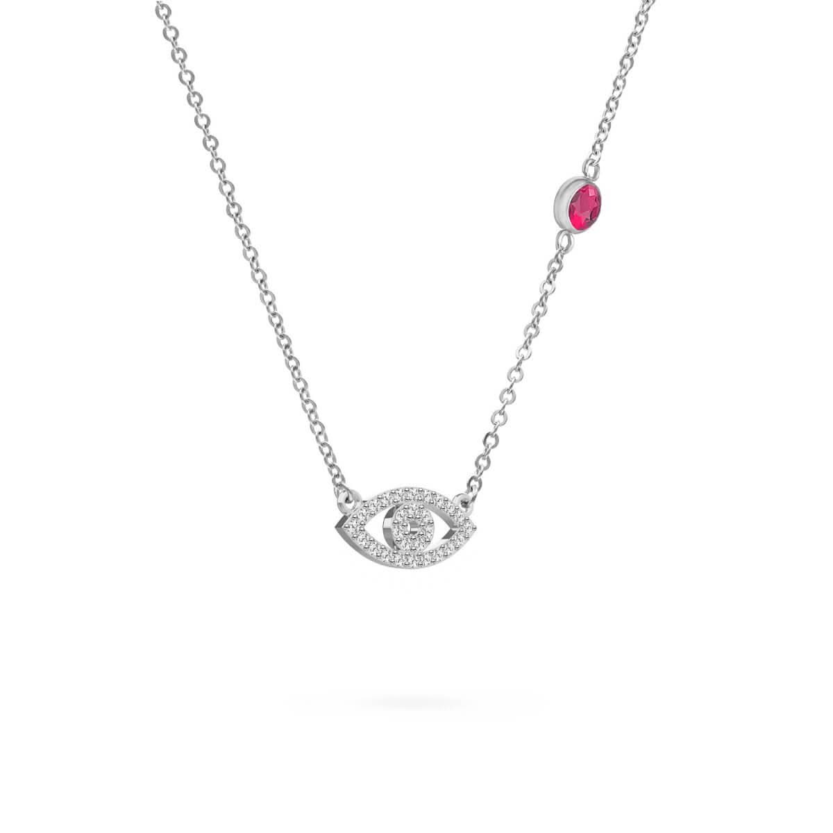 Diamond Evil Eye & Ruby Necklace in 14k Gold (July)