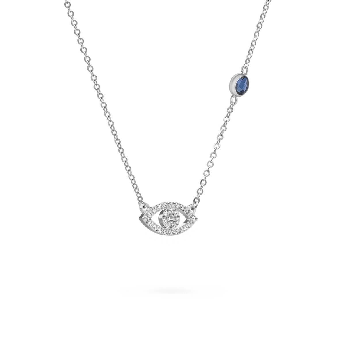Diamond Evil Eye & Sapphire Necklace in 14k Gold (September)