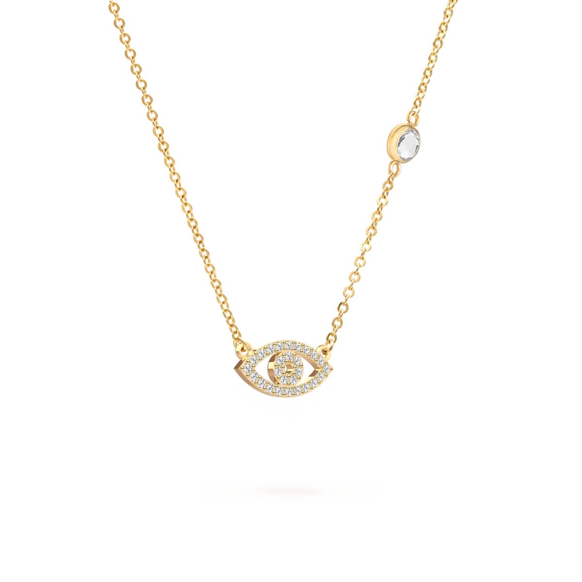 Diamond Evil Eye & Birthstone Necklace in 14k Gold