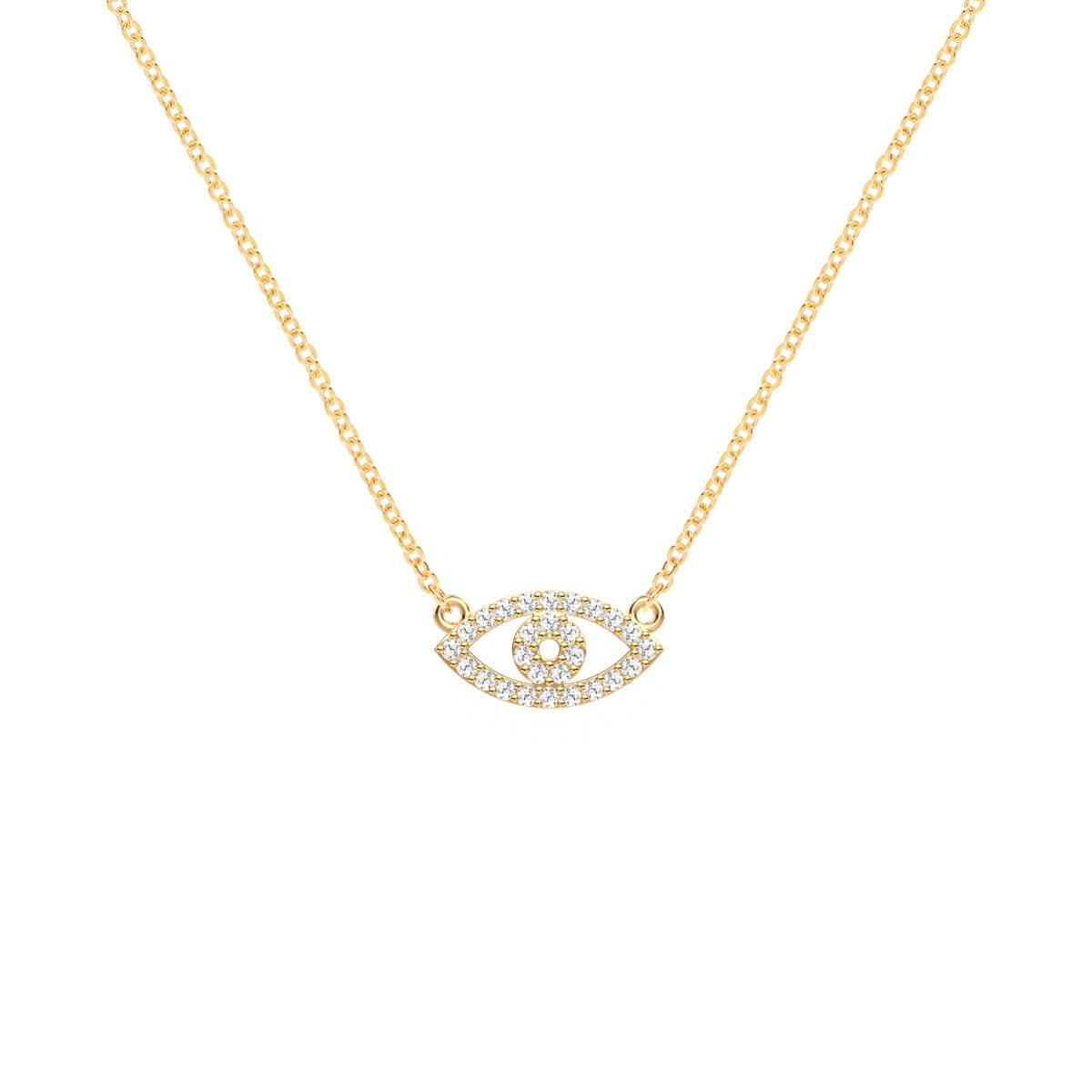 Diamond Evil Eye Necklace in 14k Gold