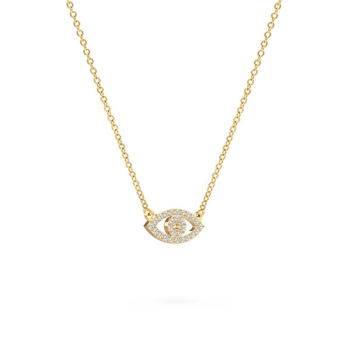 Diamond Evil Eye Necklace in 14k Gold