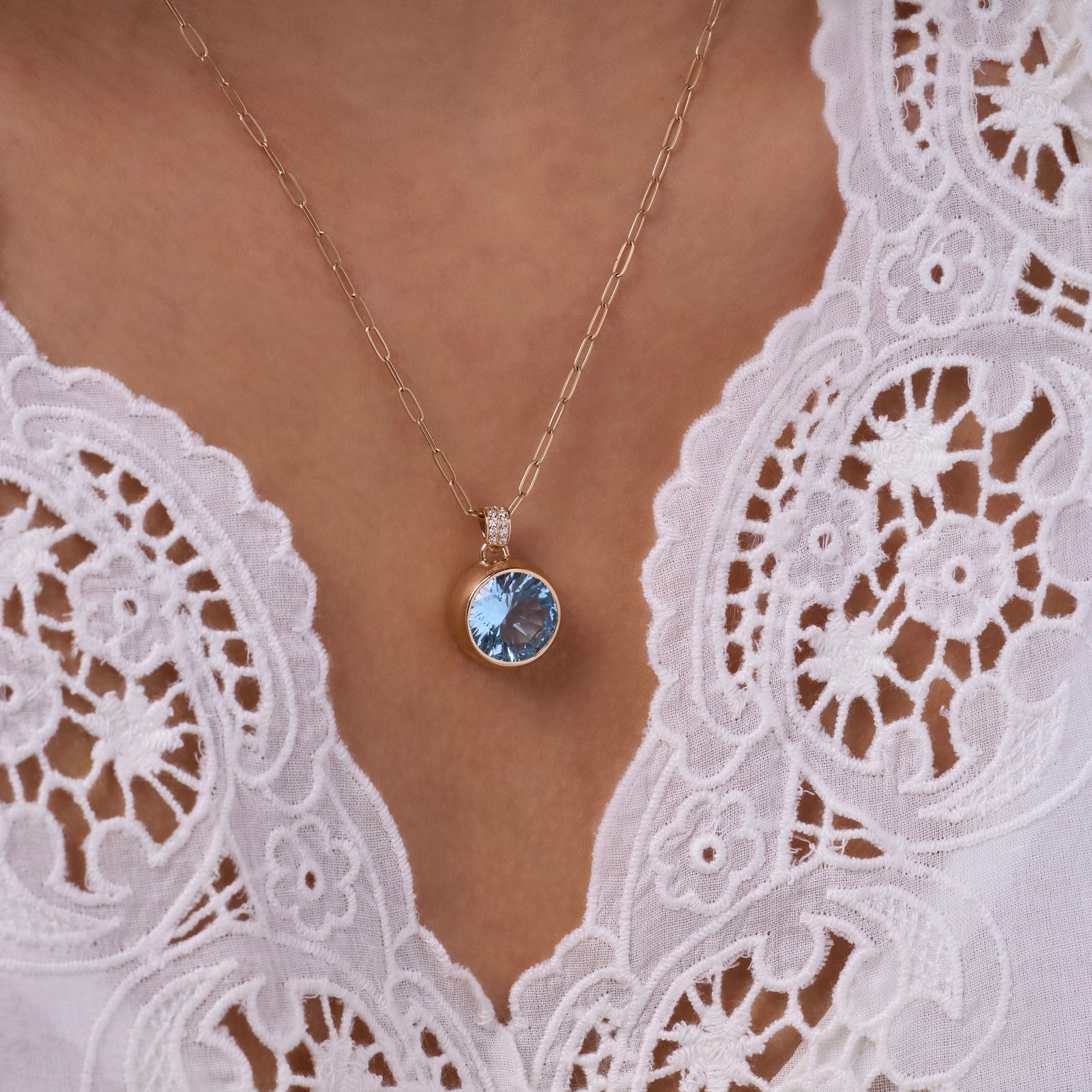 Jamestown Birthstone Pendant with Diamond Bail in 14k Gold