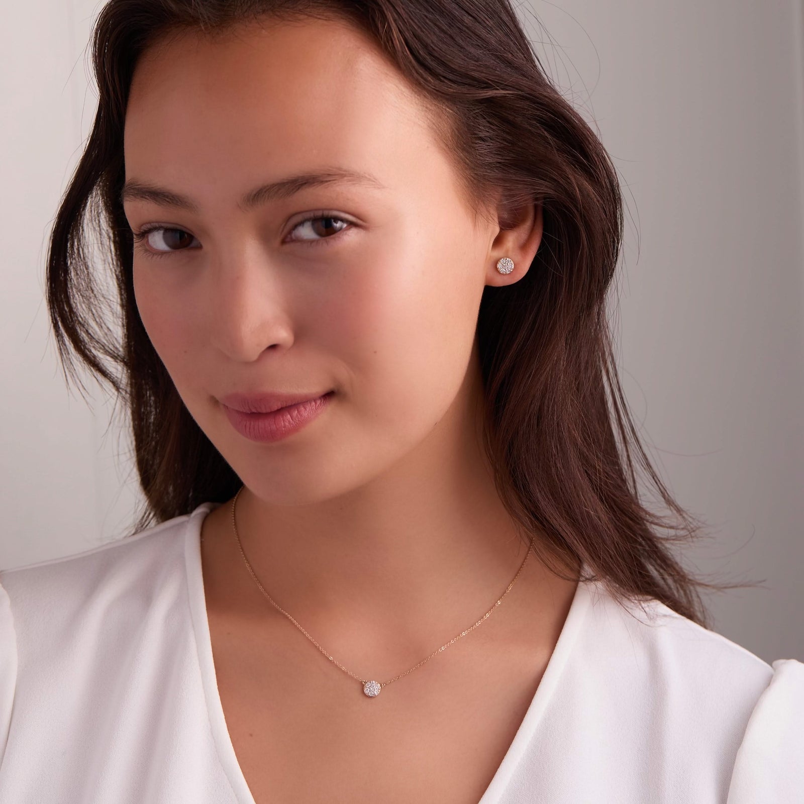 Rosecliff Diamond Mini Stud Earrings in Solid 14k Gold