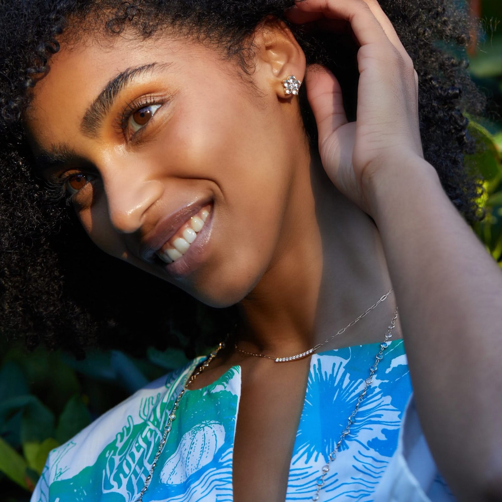 Greenwich Flower Birthstone & Diamond Earrings in 14k Gold