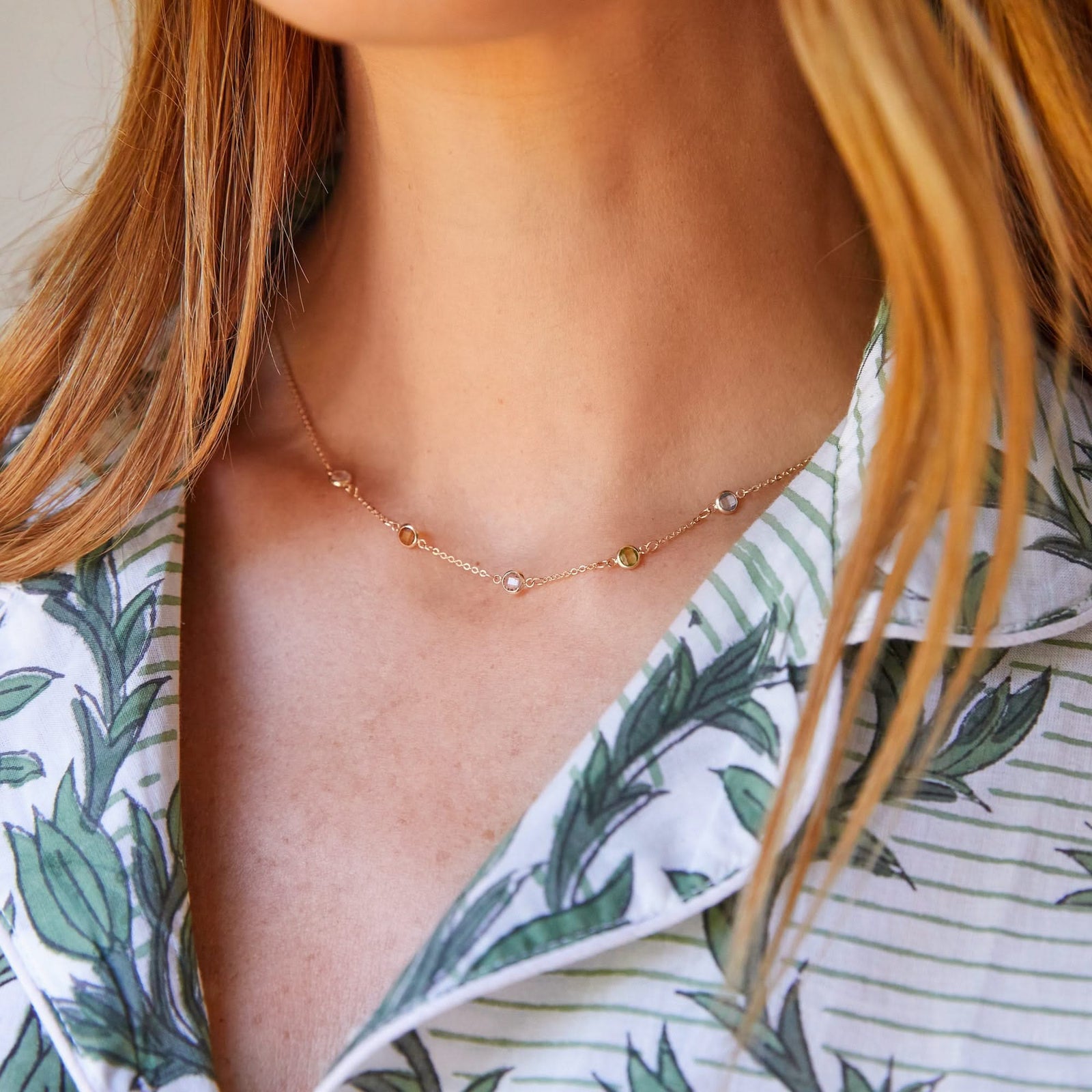 Petite 5 Birthstone Necklace in 14k Gold