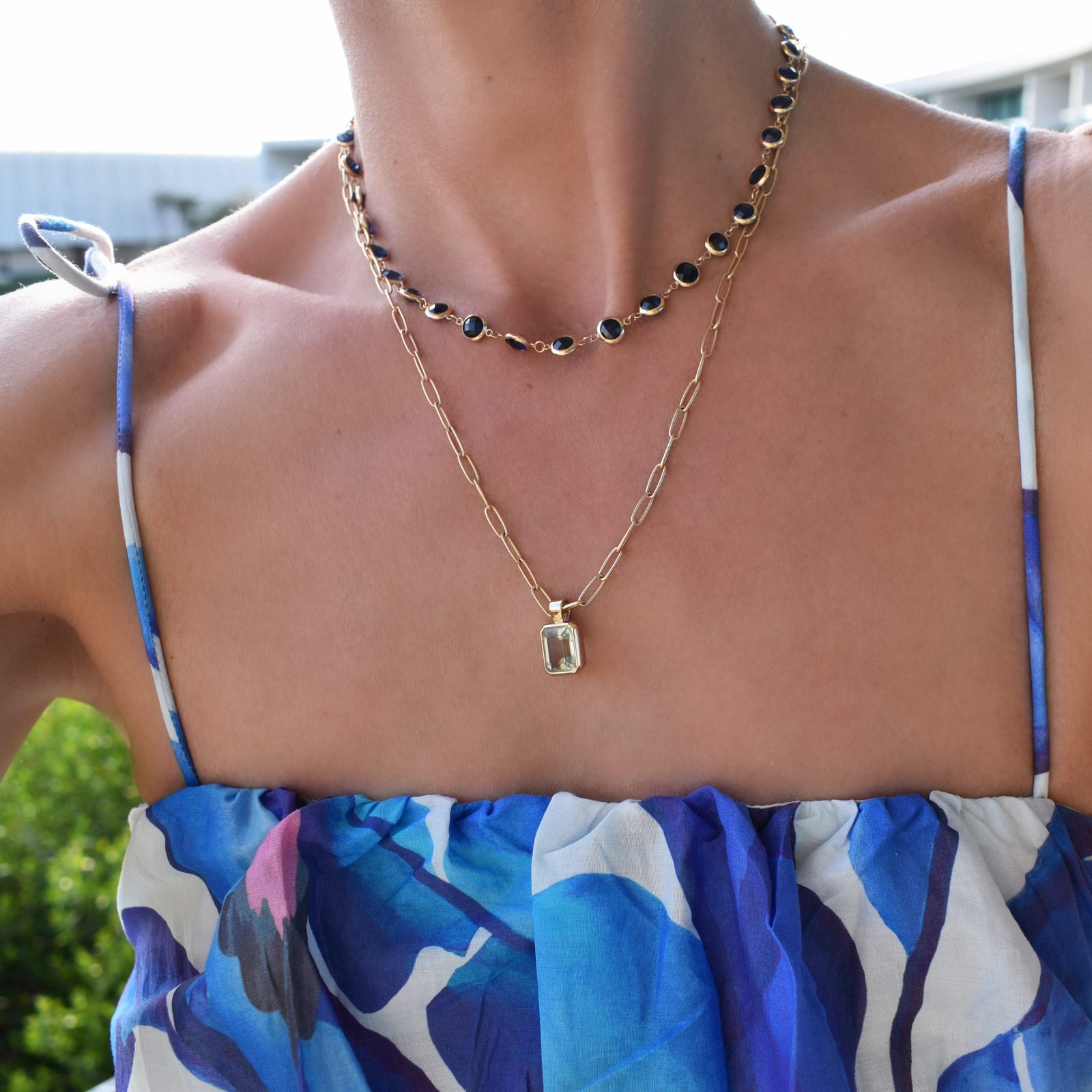 Newport Grand Sapphire Necklace in 14k Gold (September)