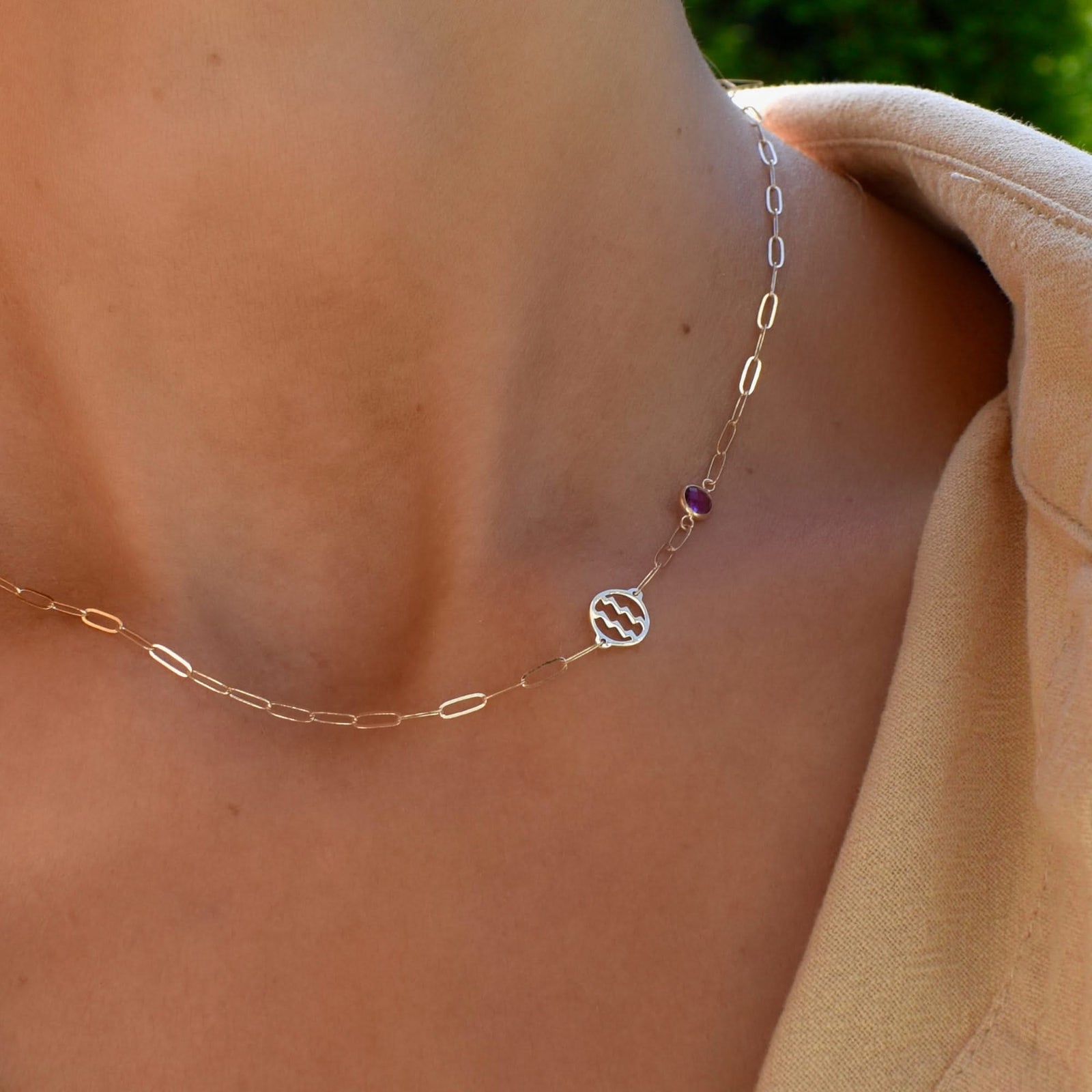 Zodiac & Birthstone Adelaide Mini Necklace in 14k Gold