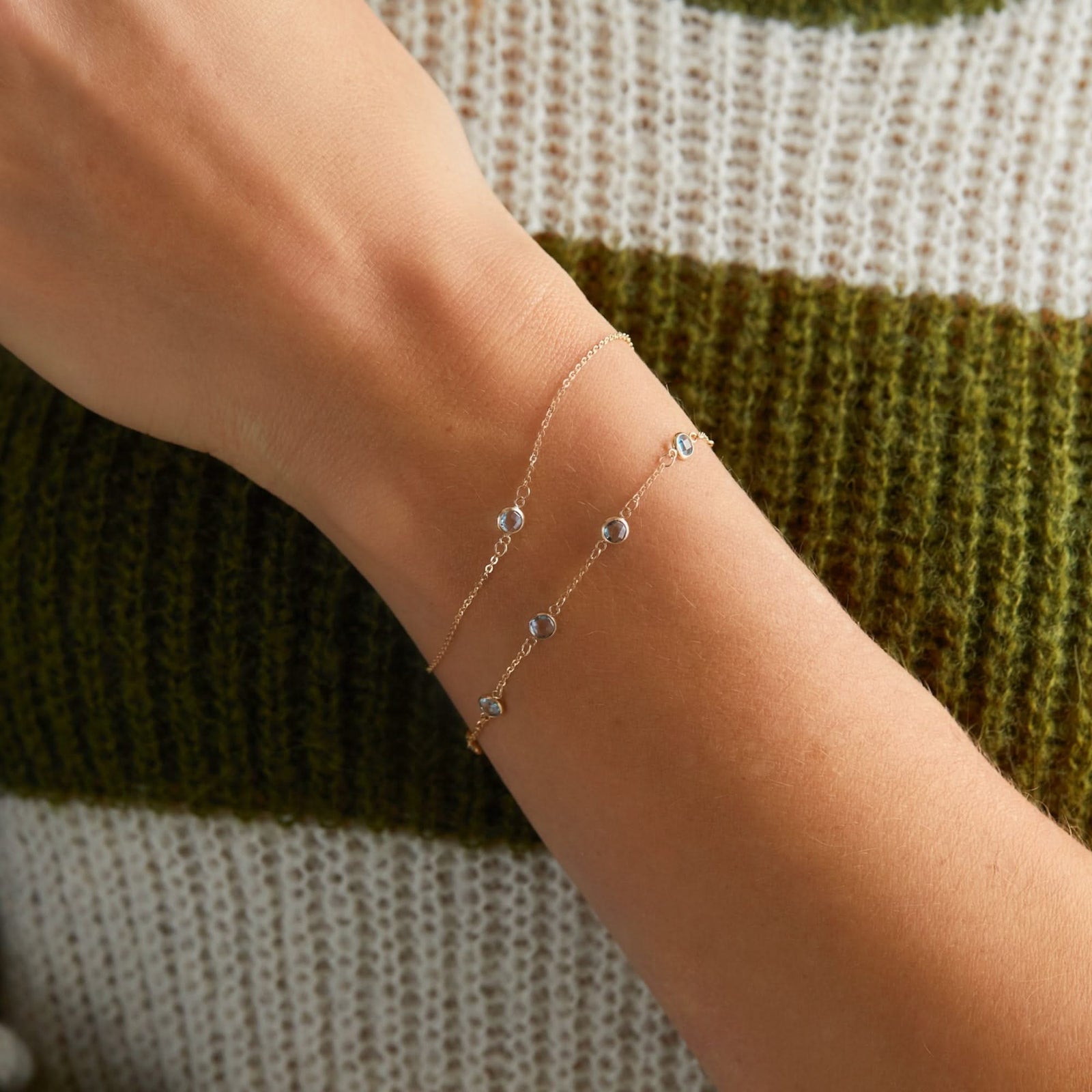 Petite 1 Nantucket Blue Topaz Bracelet in 14k Gold (December)