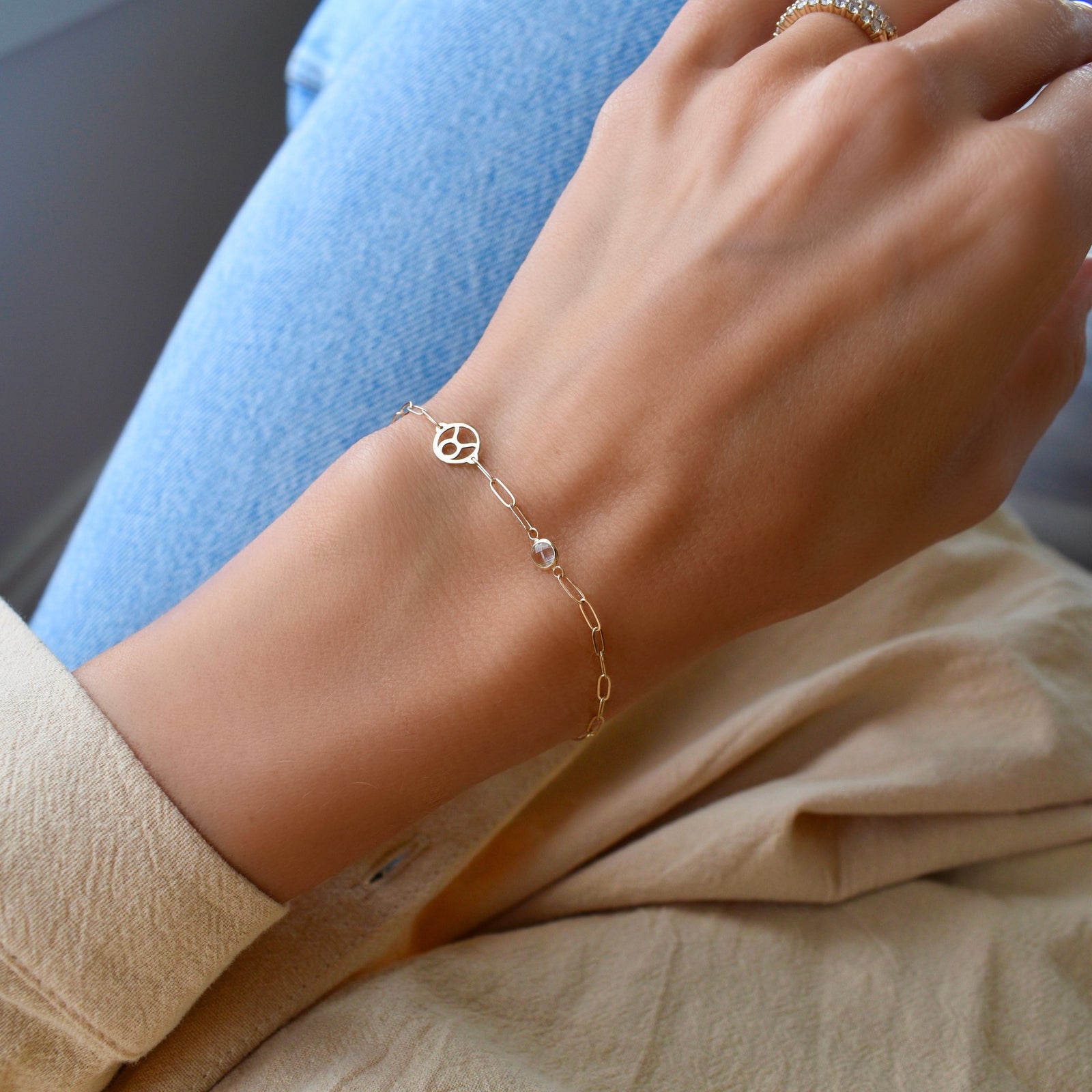 Taurus & Birthstone Bracelet on Adelaide Mini in 14k Gold