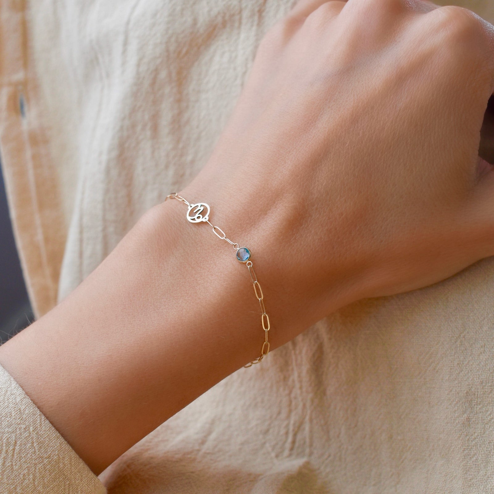Capricorn & Birthstone Bracelet on Adelaide Mini in 14k Gold