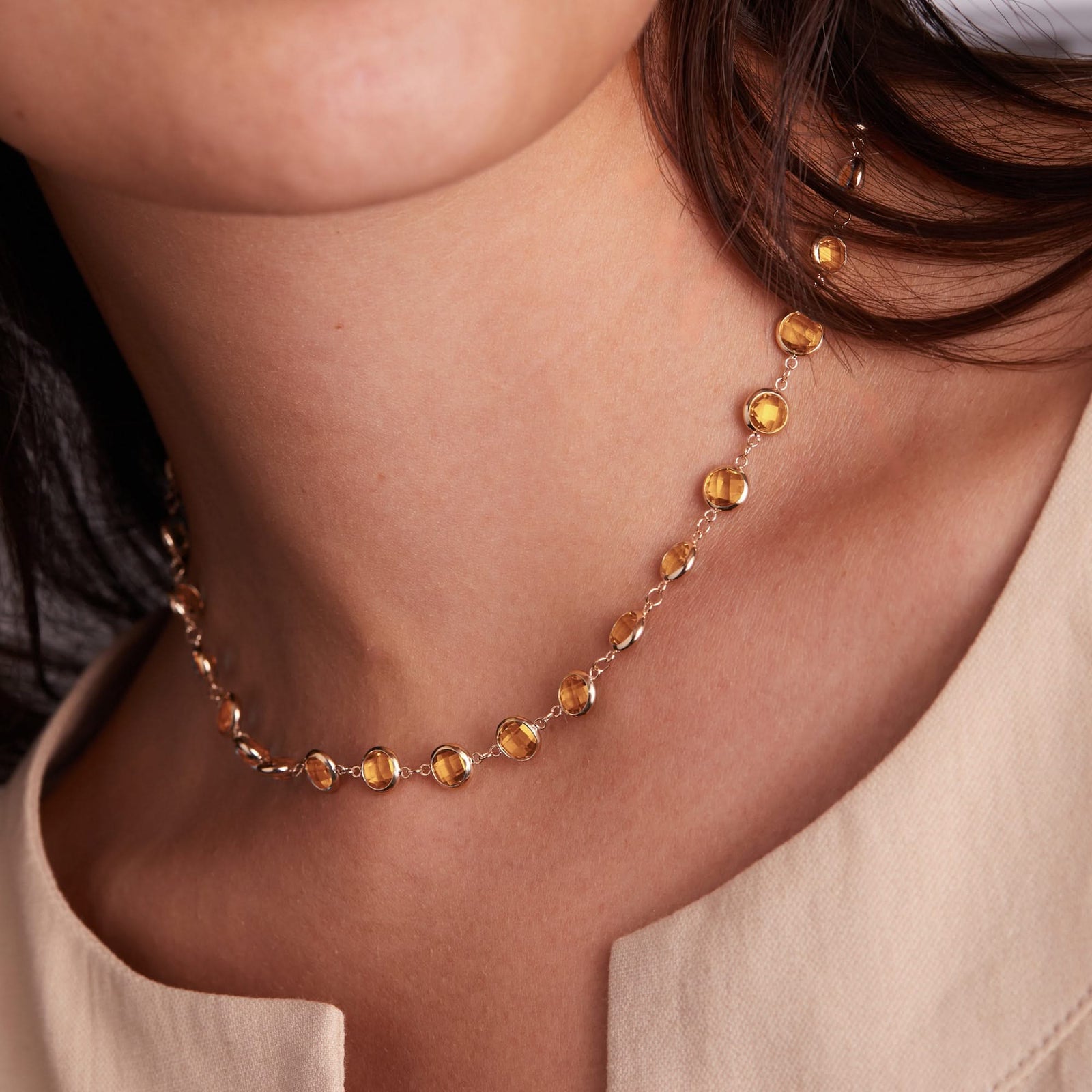 Newport Grand Citrine Necklace in 14k Gold (November)