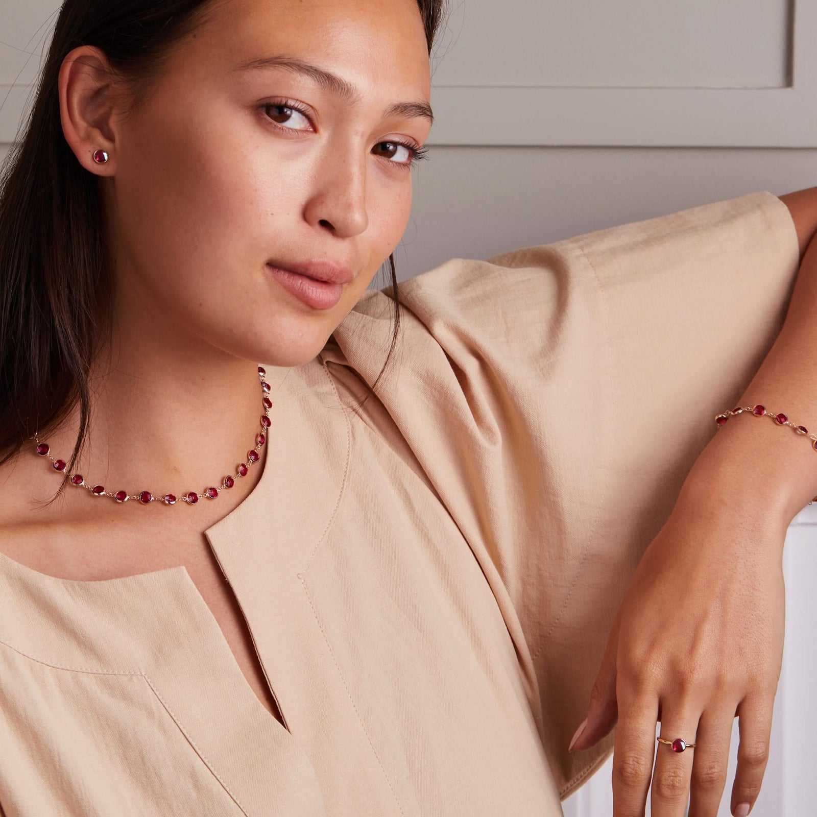 Newport Grand Ruby Necklace in 14k Gold (July)