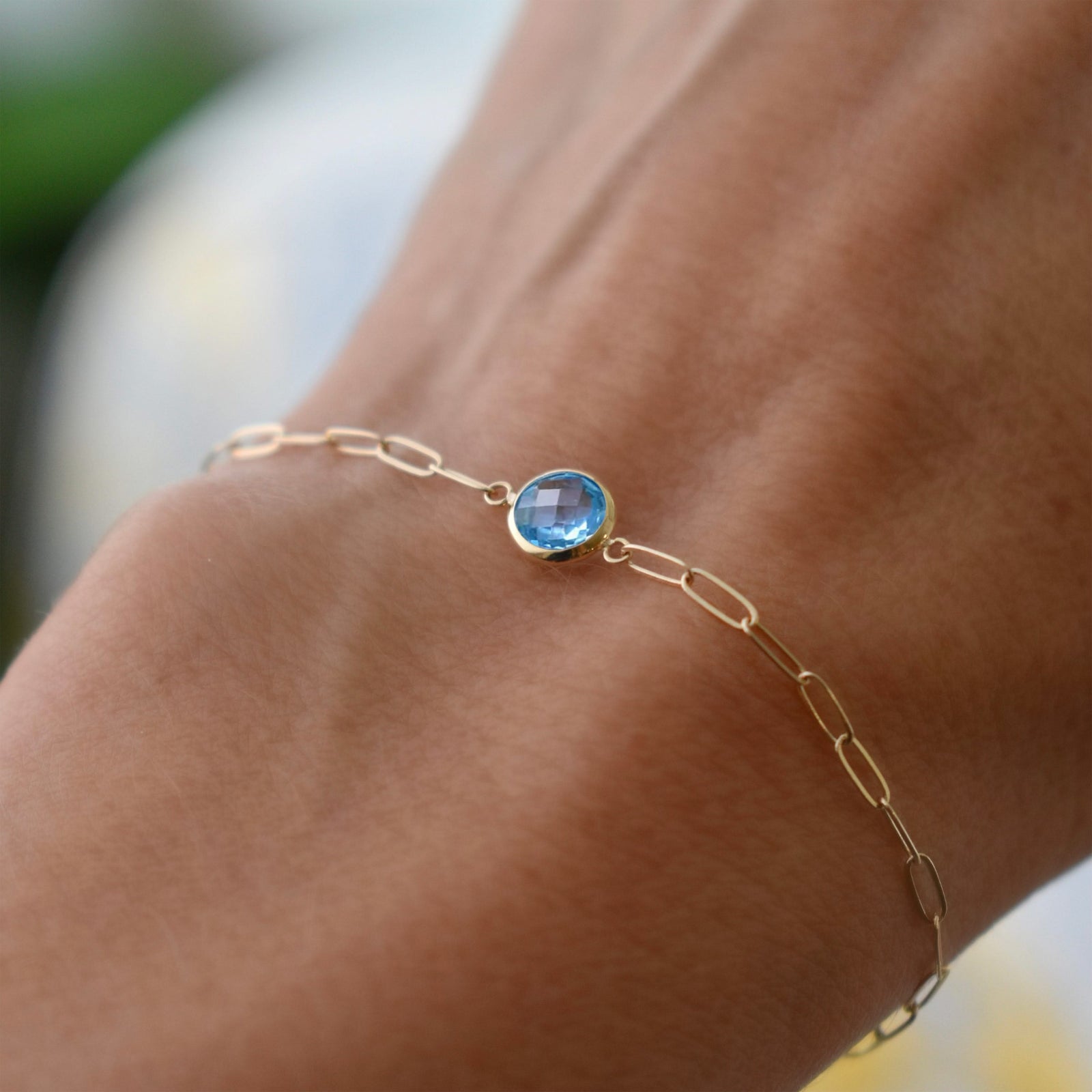 Grand 1 Nantucket Blue Topaz Adelaide Mini Bracelet in 14k Gold (December)