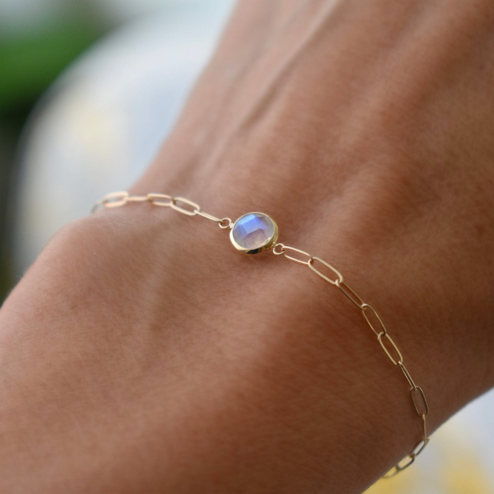 Grand 1 Moonstone Adelaide Mini Bracelet in 14k Gold (June)