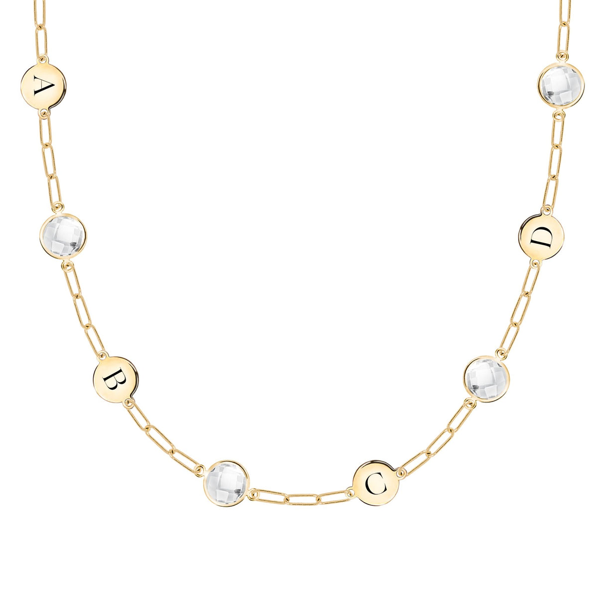 4 Letter & 4 Grand Birthstone Adelaide Mini Necklace in 14k Gold