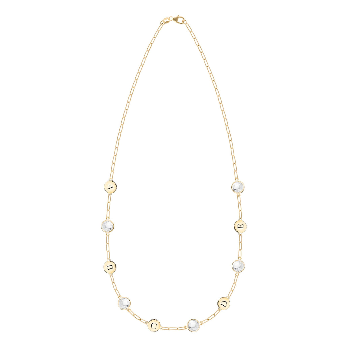 5 Letter & 5 Grand Birthstone Adelaide Mini Necklace in 14k Gold