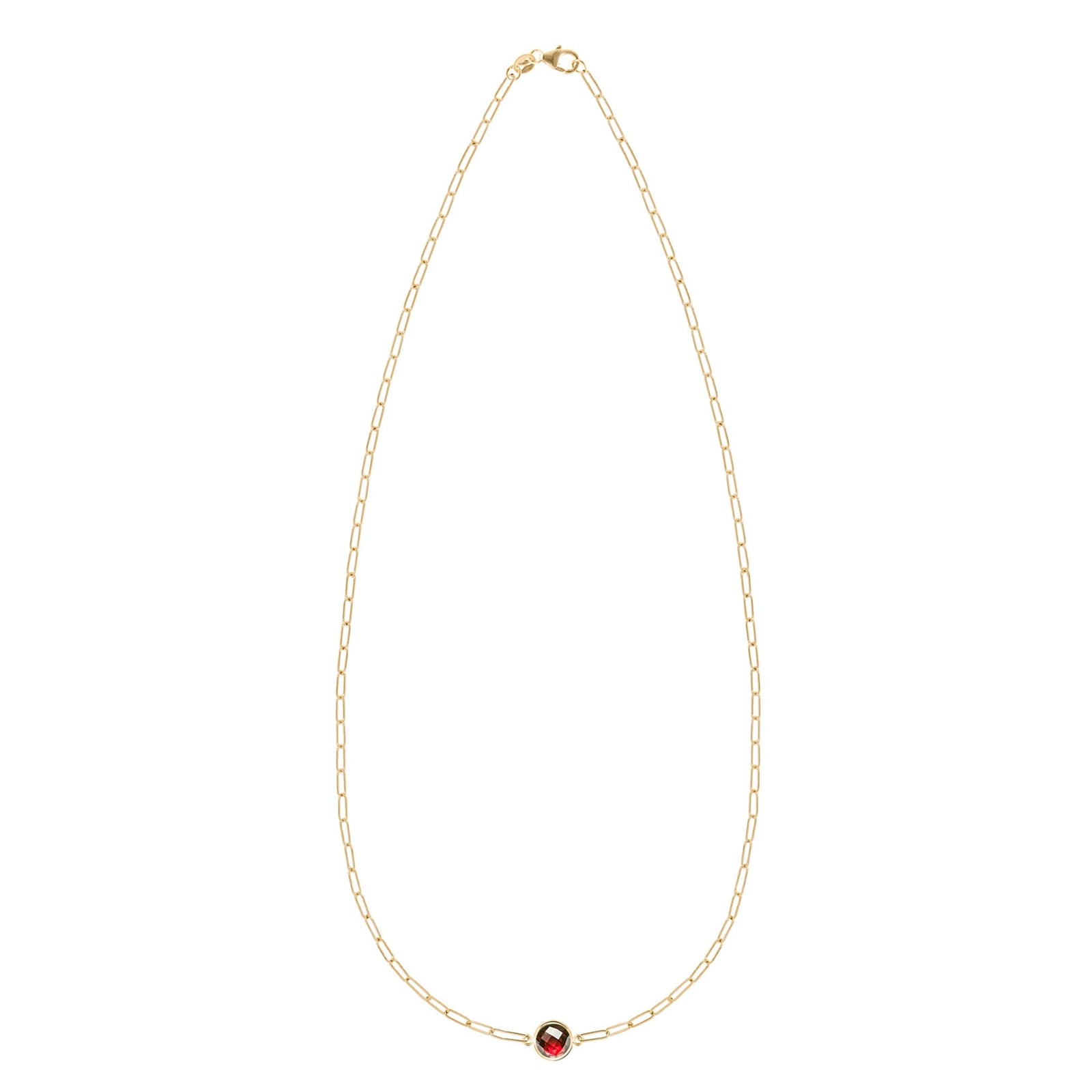 Grand 1 Garnet Adelaide Mini Necklace in 14k Gold (January)