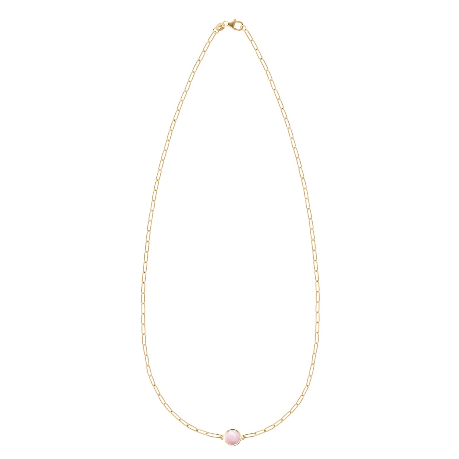 Grand 1 Pink Opal Adelaide Mini Necklace in 14k Gold (October)