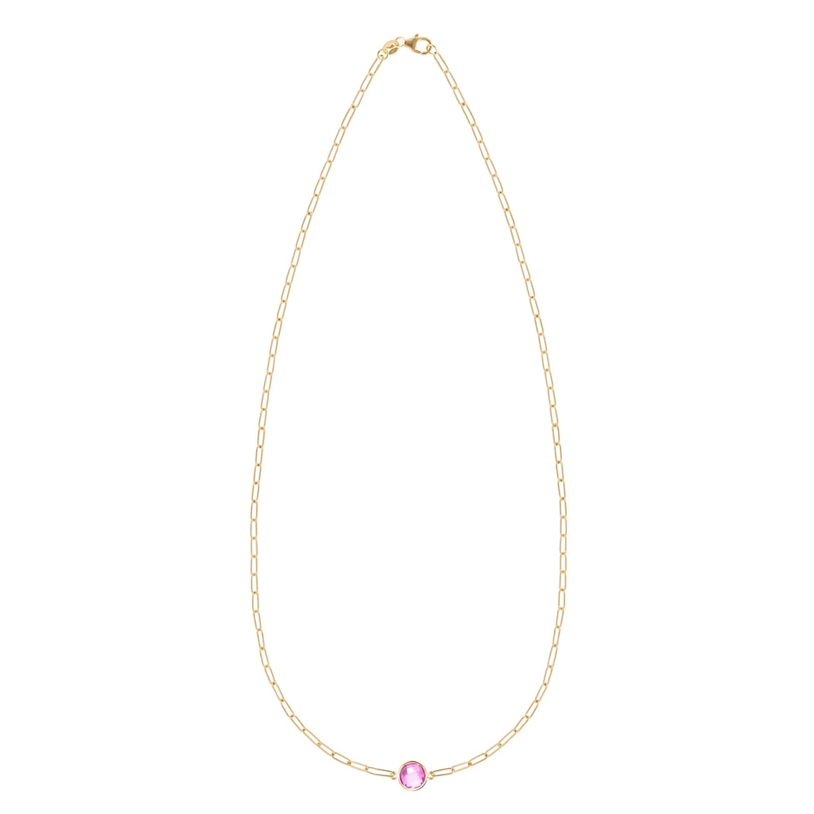 Grand 1 Pink Sapphire Adelaide Mini Necklace in 14k Gold (October)