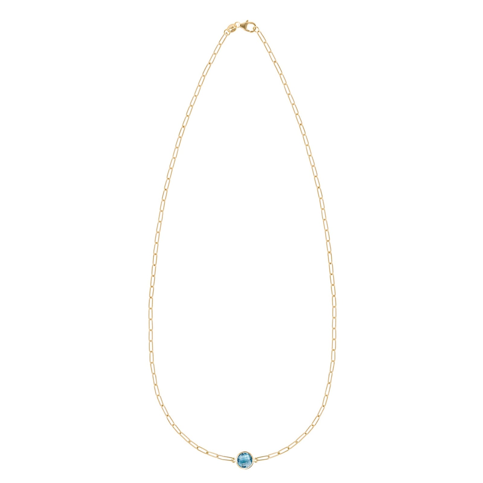 Grand 1 Nantucket Blue Topaz Adelaide Mini Necklace in 14k Gold (December)